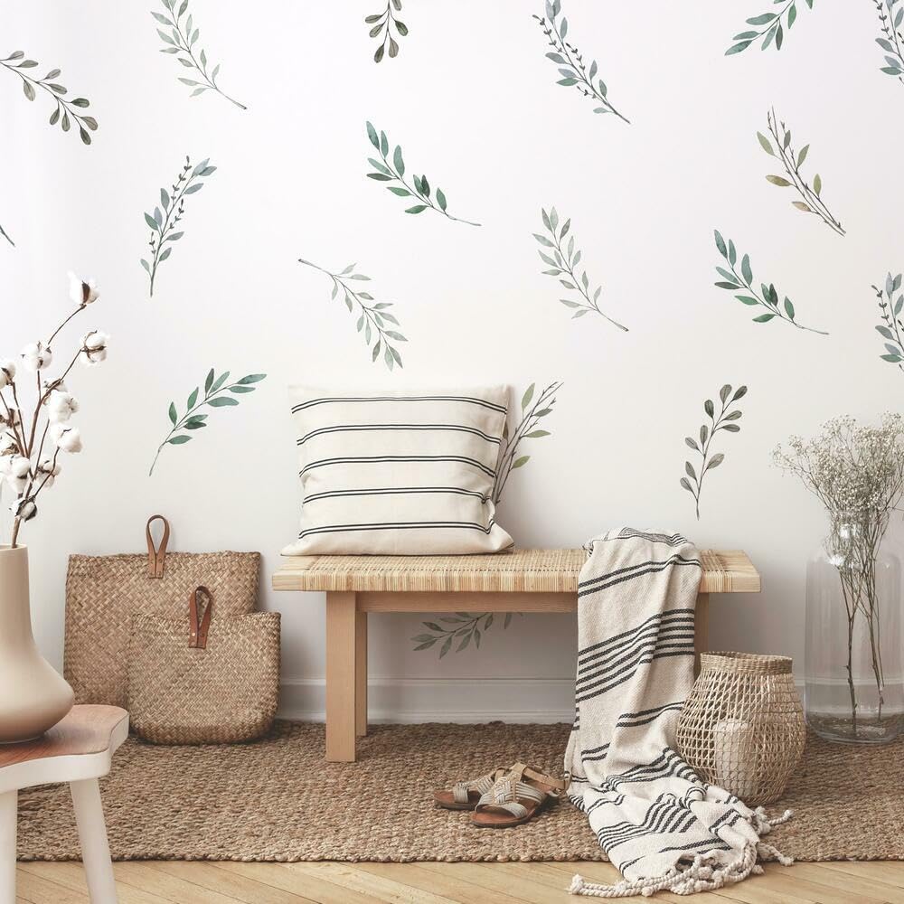 RoomMates RMK4581SCS Rustic Country Leaves Peel and Stick Wall Decals - Self-Adhesive Removable Wall Stickers for Home Decor, Nursery, Bedroom & Office - Easy to Apply & Remove