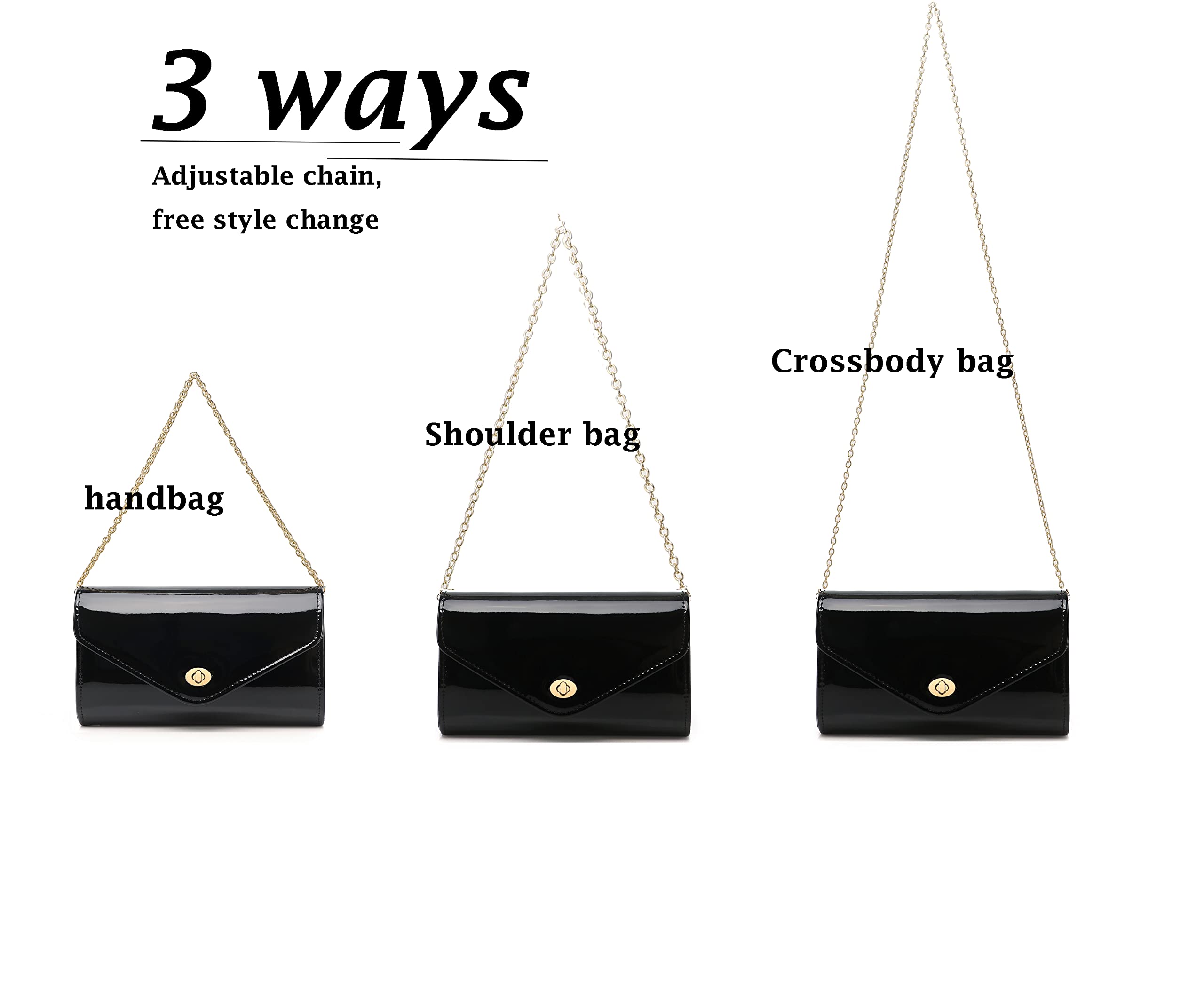 Shiny Patent Leather Envelope Clutch Purse for Women - Elegant Candy Evening Handbag for Concert, Prom, Party & Gift - Perfect for Formal Events, Date Nights & Special Occasions
