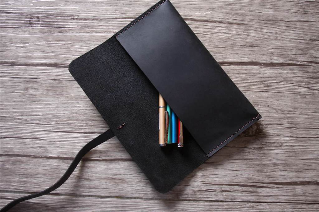 Premium Black Leather Pencil Case Holder - Durable Tool Roll Organizer for Artists, Students & Professionals | Perfect for School, Office & Travel Use