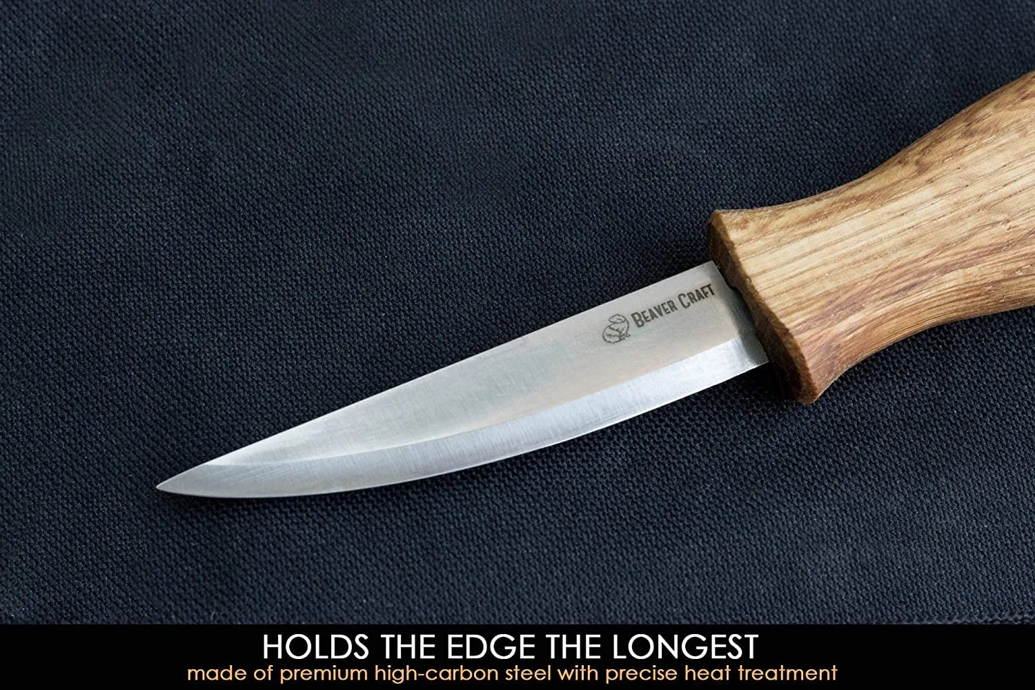 BeaverCraft C4 Small Whittling Knife with Oak Handle - Perfect for Wood Carving, Whittling, and DIY Crafts - Ideal for Beginners and Professionals