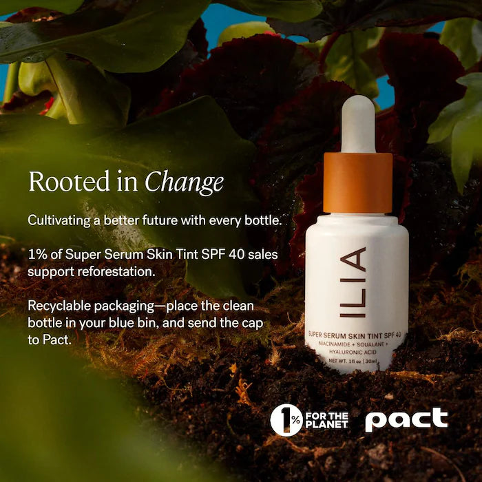 ILIA Super Serum Skin Tint SPF 40 - Lightweight Tinted Moisturizer with Skincare Benefits & Sun Protection | Perfect for Daily Wear, Natural Makeup Look & Sun Defense