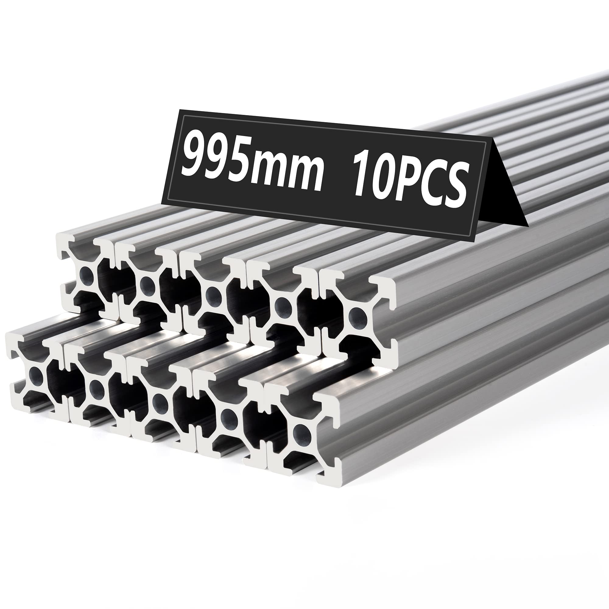 10PCS 995mm Silver T-Type 2020 Aluminum Extrusion Profile - European Standard Anodized Linear Rail Guide for 3D Printer & CNC Machine Parts | Perfect for DIY Projects, Robotics, and Industrial Automation