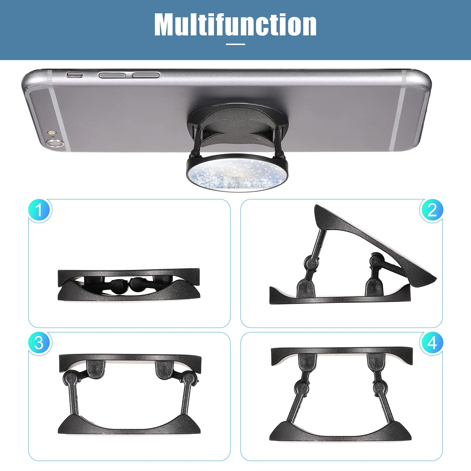 65-Piece Sublimation Phone Grip Holder Set - Collapsible Adhesive Finger Stand with Double-Sided Tape for iPhone, Samsung & Tablets (Black/White) - Perfect for Work, Travel & Hands-Free Video Watching