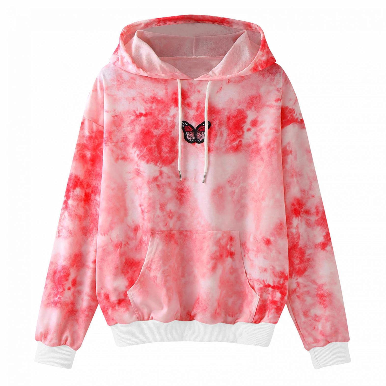 ONHUON Women's Casual Butterfly Printed Hoodie - Loose Fit Long Sleeve Graphic Sweatshirt Pullover with Hood | Perfect for Everyday Wear, Street Style & Cozy Loungewear
