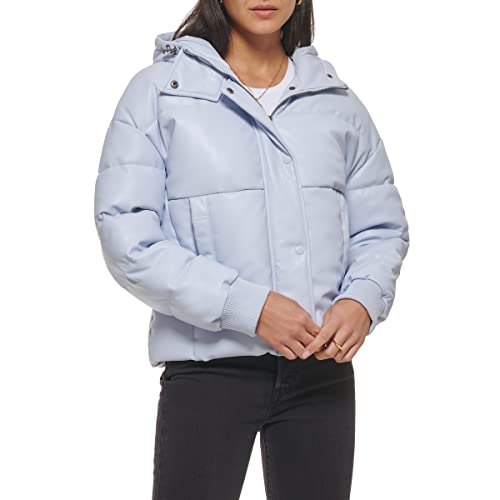 Light Blue Faux Leather With Hood