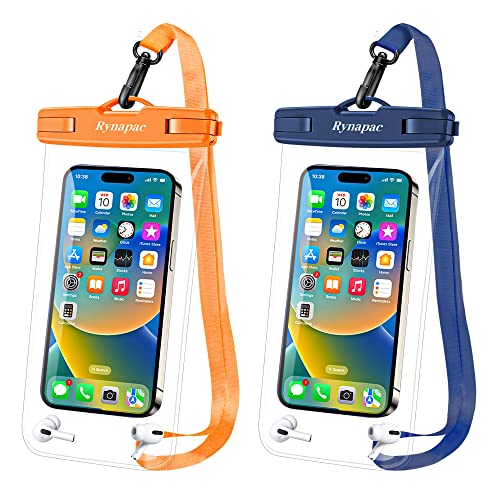 [Orange + Navy] Large Waterproof Phone Pouch
