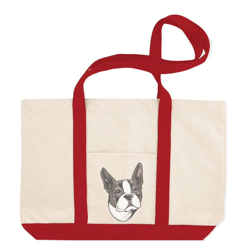Stylish Canvas Shopping Tote Bag with Boston Terrier Design - Perfect for Women's Beach Trips, Grocery Shopping & Daily Use