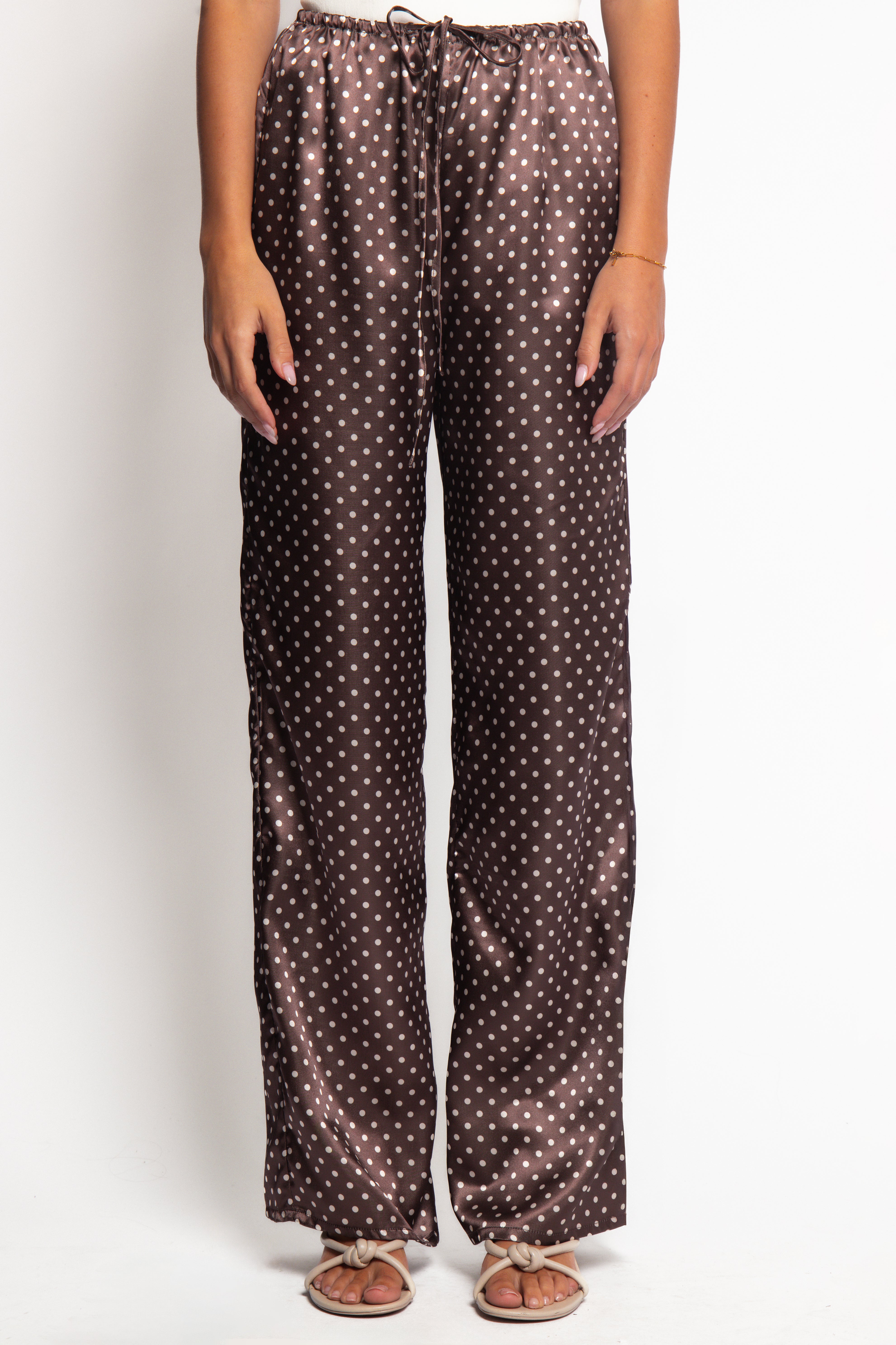 Alima Women's Brown Polka Dot Pants - Stylish Casual Trousers for Work, Travel & Everyday Wear