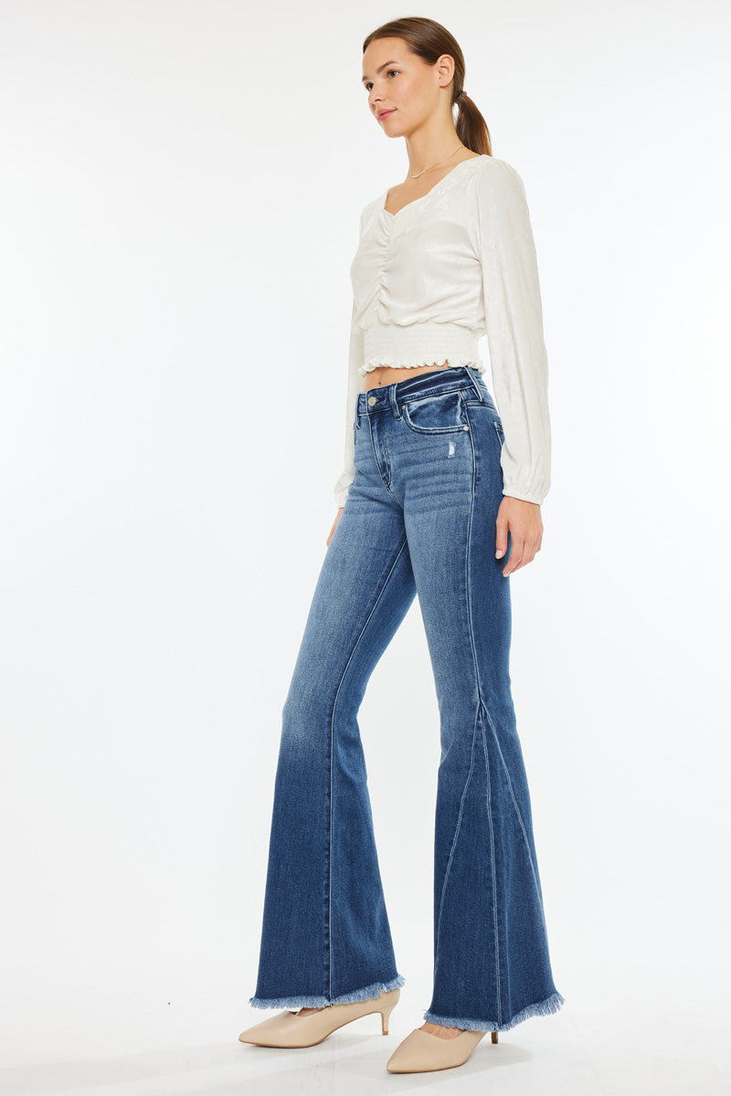 Cleo Mid Rise Flare Jeans for Women - Stretchy Denim Pants with Bootcut Fit | Perfect for Casual Wear, Office & Date Nights