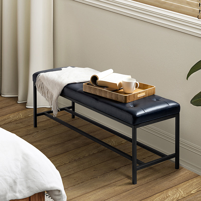 Johannes Upholstered Bench - Stylish Storage Ottoman with Tufted Cushion, Modern Entryway Bench for Bedroom, Living Room & Hallway - Perfect for Seating, Storage & Home Decor