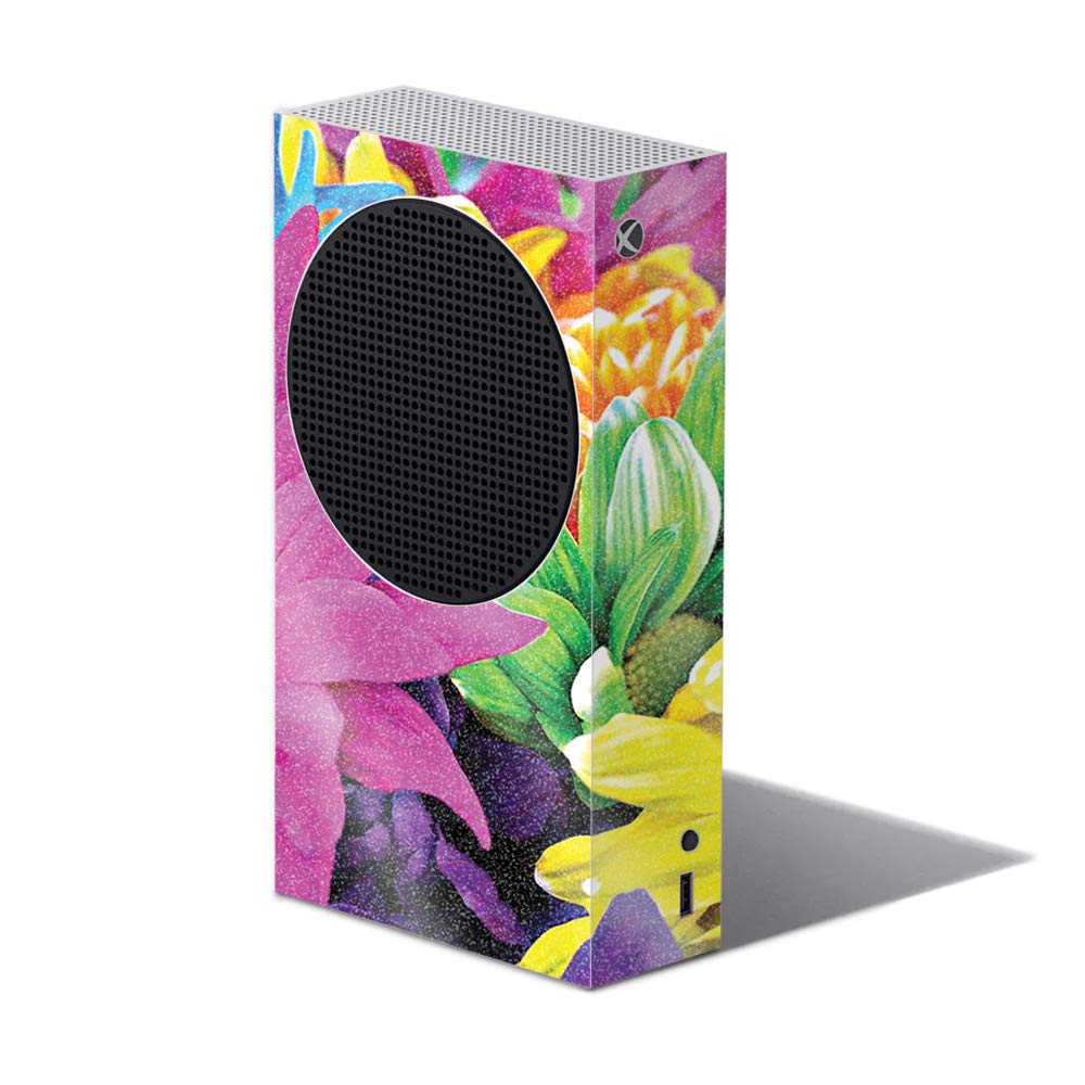 Colorful Flowers Glossy Glitter Skin for Xbox Series S | Durable High-Gloss Protective Cover | Easy to Apply & Remove | Made in USA | Perfect for Gaming Setups & Personalization