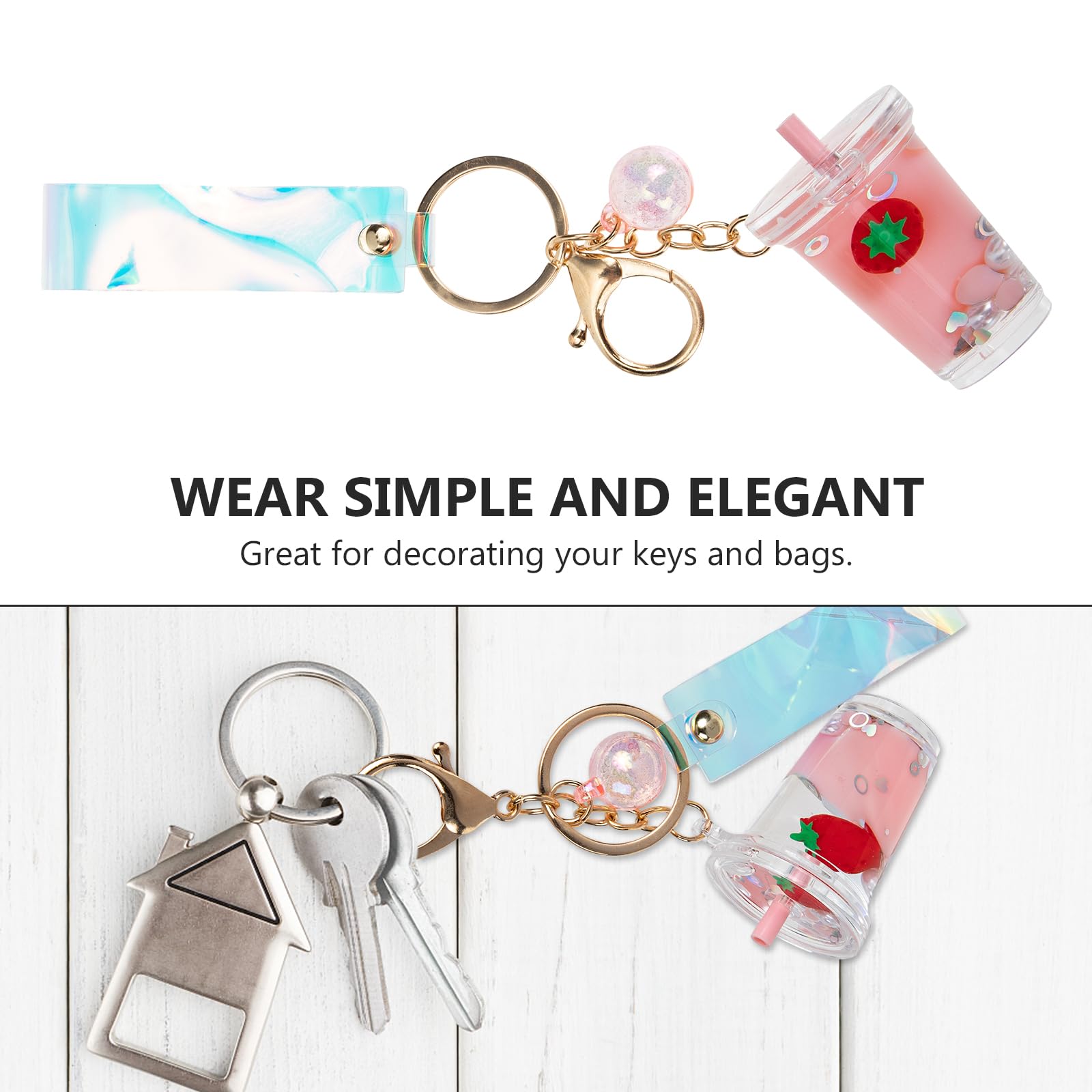 PRETYZOOM Boba Tea Keychain with Liquid Quicksand - Bubble Milk Tea Fruit Keychain - Acrylic Bag Charm for Backpacks, Purses & Gifts - Kawaii Drink Accessories for Teens & Girls