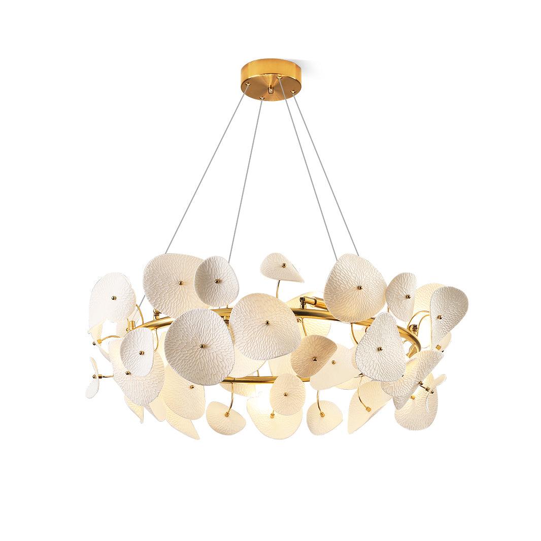 Elegant Lotus Petal Crystal Chandelier - Modern Floral Ceiling Light Fixture for Dining Room, Bedroom, or Living Room Decor