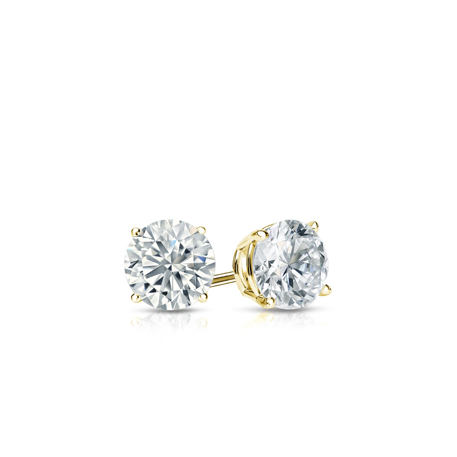 14K Gold Round Diamond Stud Earrings - 1/4 Carat Total Weight (1/4cttw), H-I Color, I2-I3 Clarity - 4-Prong Basket Setting with Push Backs - Perfect for Everyday Wear, Special Occasions & Gift Giving