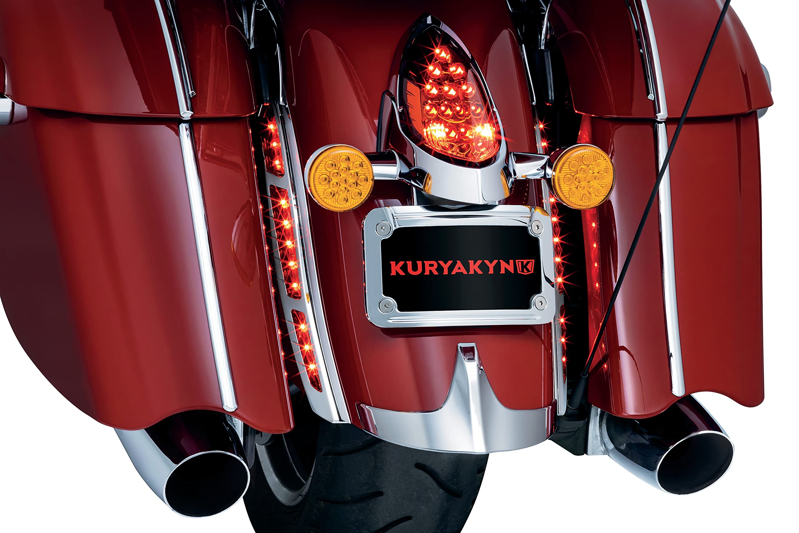 Kuryakyn 2898 LED Rear Fender Strip Lights for Indian Motorcycles - Plug & Play Chrome Accent Lighting - Perfect for Night Riding & Custom Bike Builds