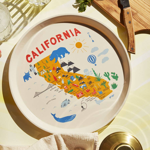 California Round Tray - Handcrafted Wooden Serving Tray with Natural Finish | Perfect for Coffee Table Decor, Breakfast in Bed, or Entertaining Guests