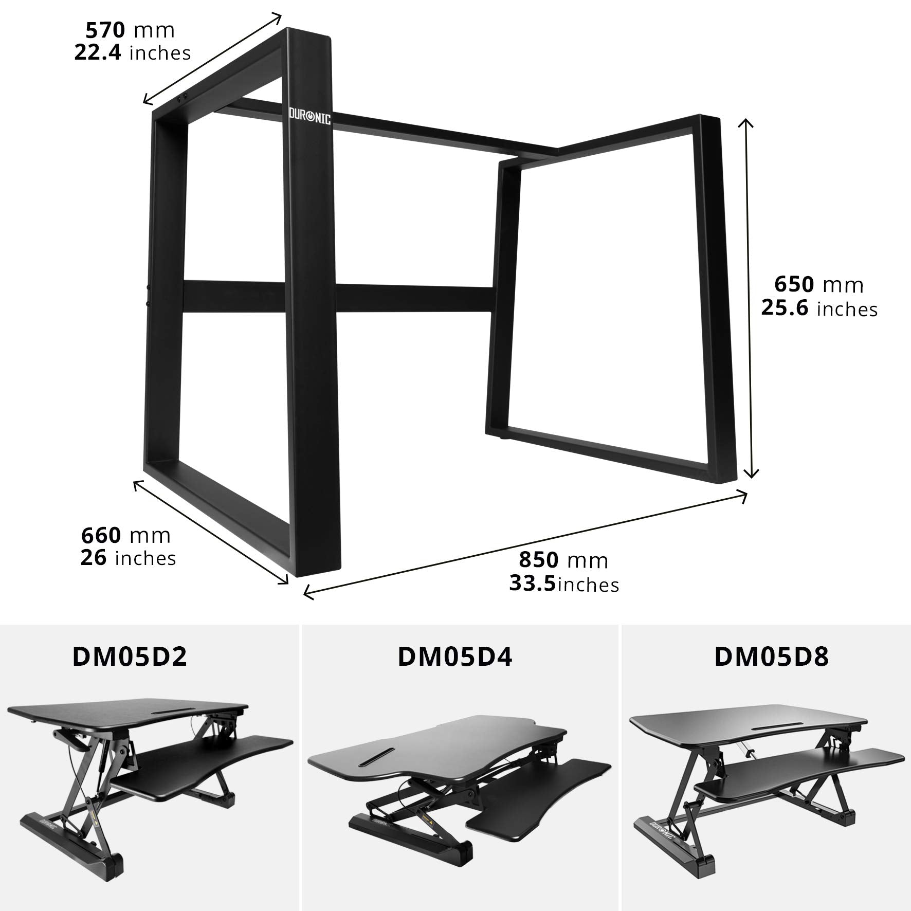 Duronic DM05ST1.1 Adjustable Sit Stand Desk Frame - Heavy Duty Workstation Legs for PC, Monitor & Keyboard | Compatible with DM05D2/D4/D8 Desktop Converters | Perfect for Home Office & Gaming Setup