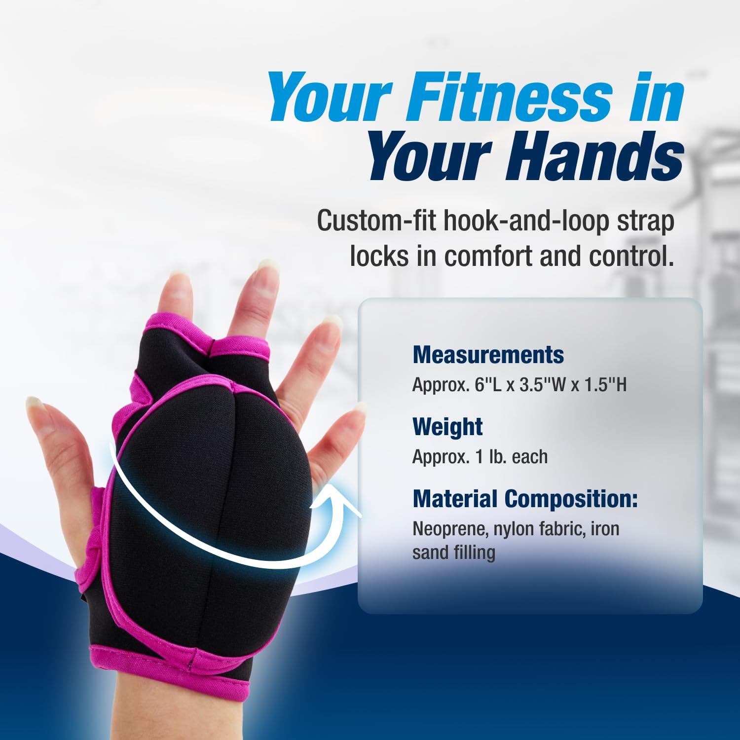 Denise Austin Weighted Gloves for Women & Men - 1-3lb Adjustable Gym Gloves for Weightlifting, Strength Training & Cardio - Breathable Workout Gloves for Enhanced Performance - Perfect for Home Gym, CrossFit & Fitness Classes