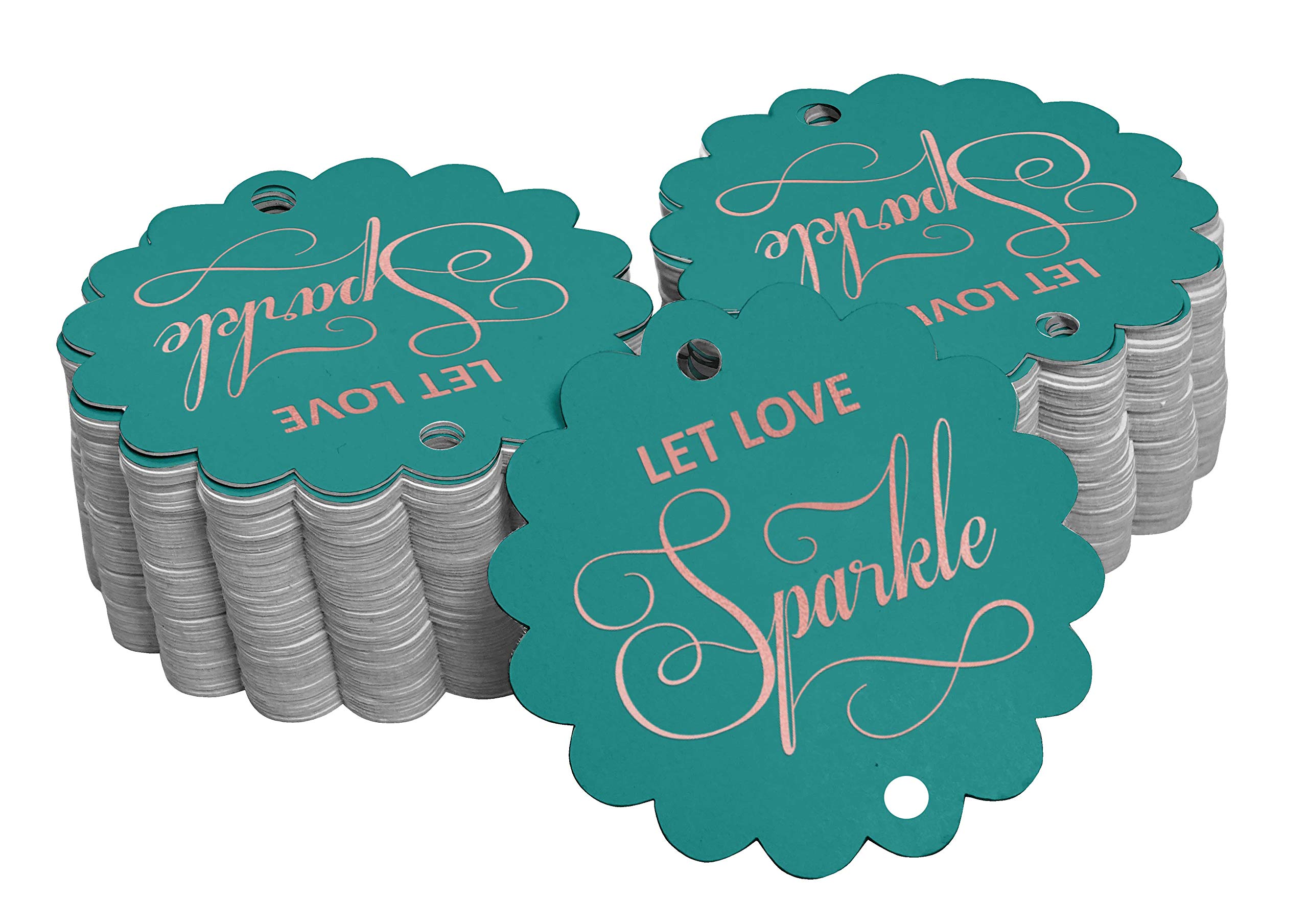 50pcs Real Rose Gold Foil Wedding Favor Tags - Elegant 'Let Love Sparkle' Hanging Paper Tags for Bridal Shower, Anniversary & Romantic Party Decorations