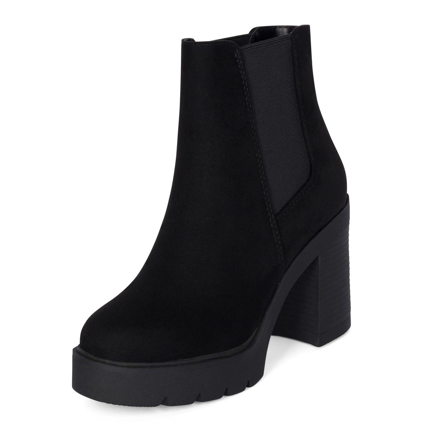 Stylish Women's Chunky High Heel Round Toe Platform Chelsea Ankle Boots - Fashionable Winter Booties for Casual Outfits, Date Nights & Office Wear