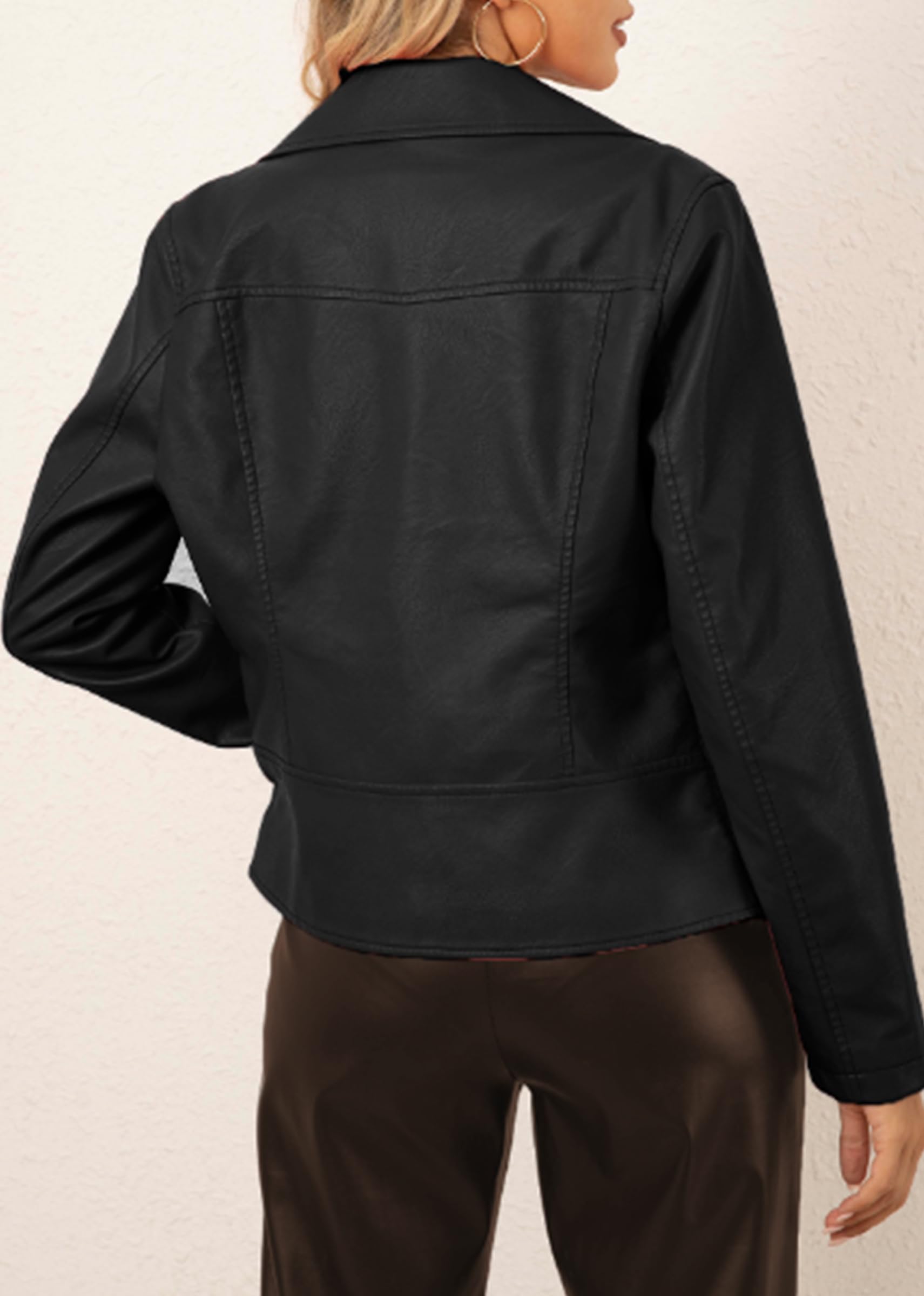 Bellivera Women's Faux Leather Jacket - Lightweight Motorcycle Coat | Trendy Spring 2025 Fashion | Perfect for Casual Outings, Biker Rides & Street Style Looks