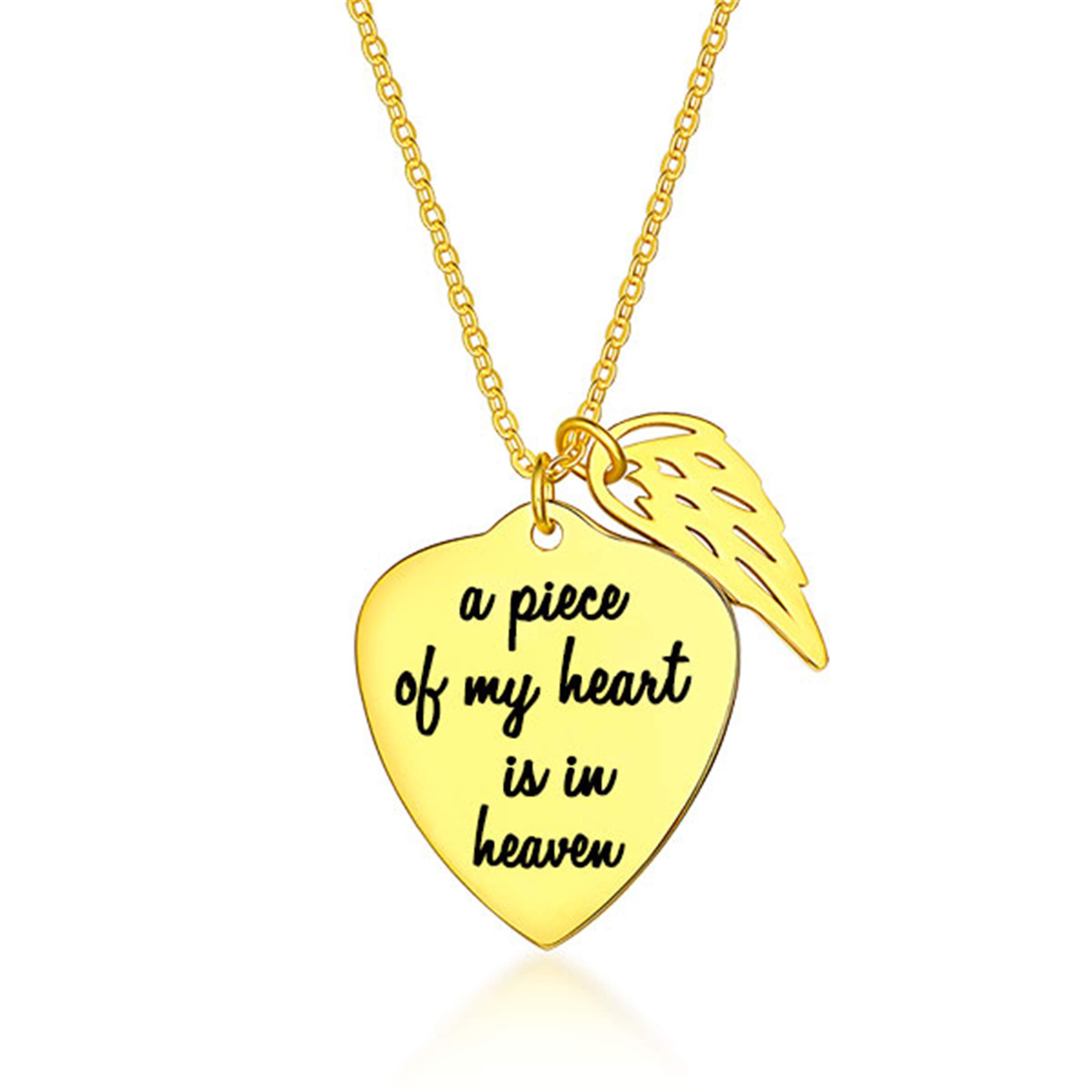 Personalized Memorial Heart Necklace with Angel Wing Pendant - Custom Name Jewelry for Women & Girls - Perfect for Anniversaries, Memorial Gifts & Special Occasions