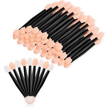 NESA Disposable Makeup Brush Set - 50 Pcs Double-Sided Oval Eye Shadow Sponge Applicators (Black) | Perfect for Professional Makeup Artists, Salon Use & Travel Makeup Kits