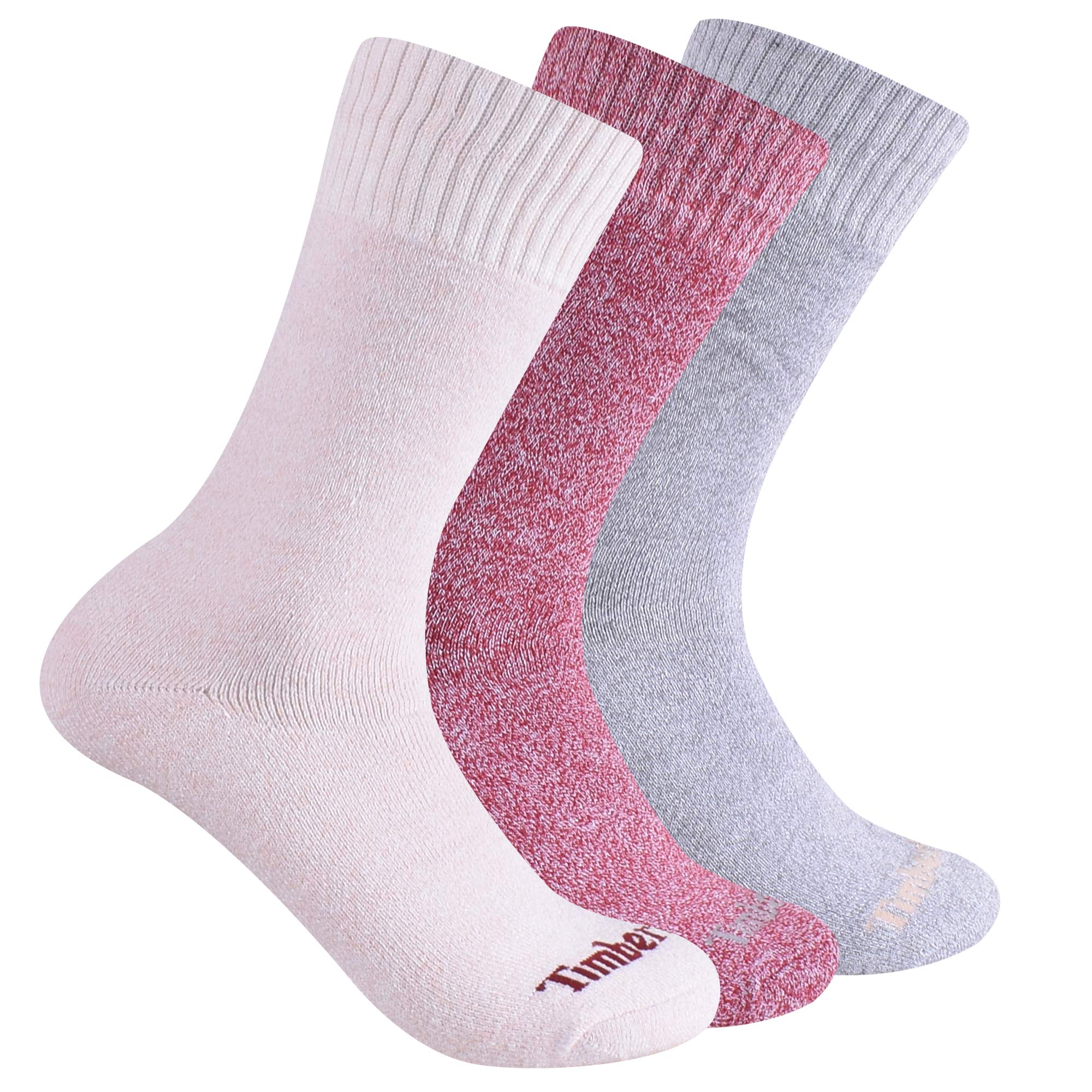 Timberland Women's Ribbed Marled Boot Socks - 3 Pack Warm Knit Socks for Hiking, Winter & Casual Wear - Soft Wool Blend Crew Socks for Boots & Outdoor Activities