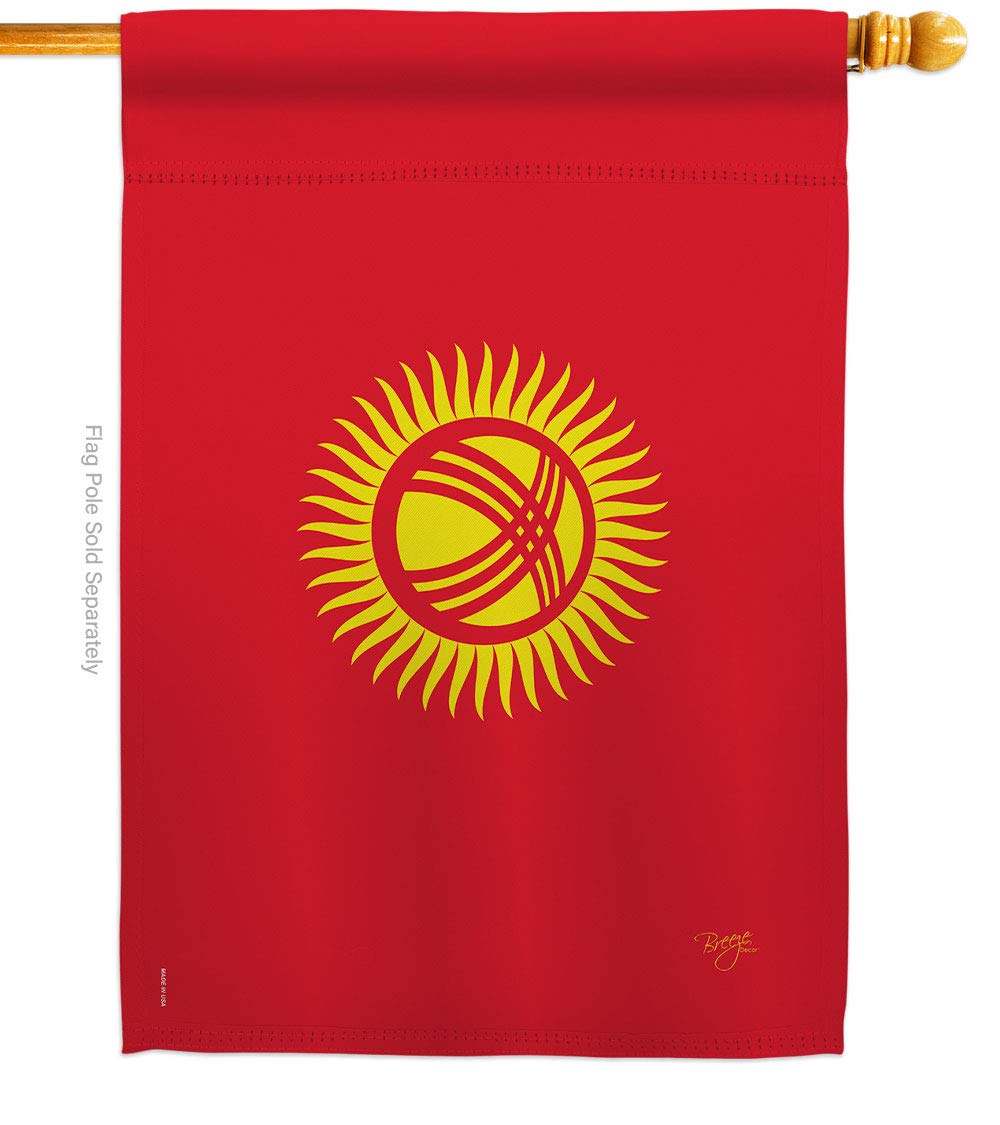 Kyrgyzstan National Flag 28x40 Inches - Decorative Vertical House Flag with Vibrant Colors | Perfect for International Events, Cultural Celebrations & Home Decor