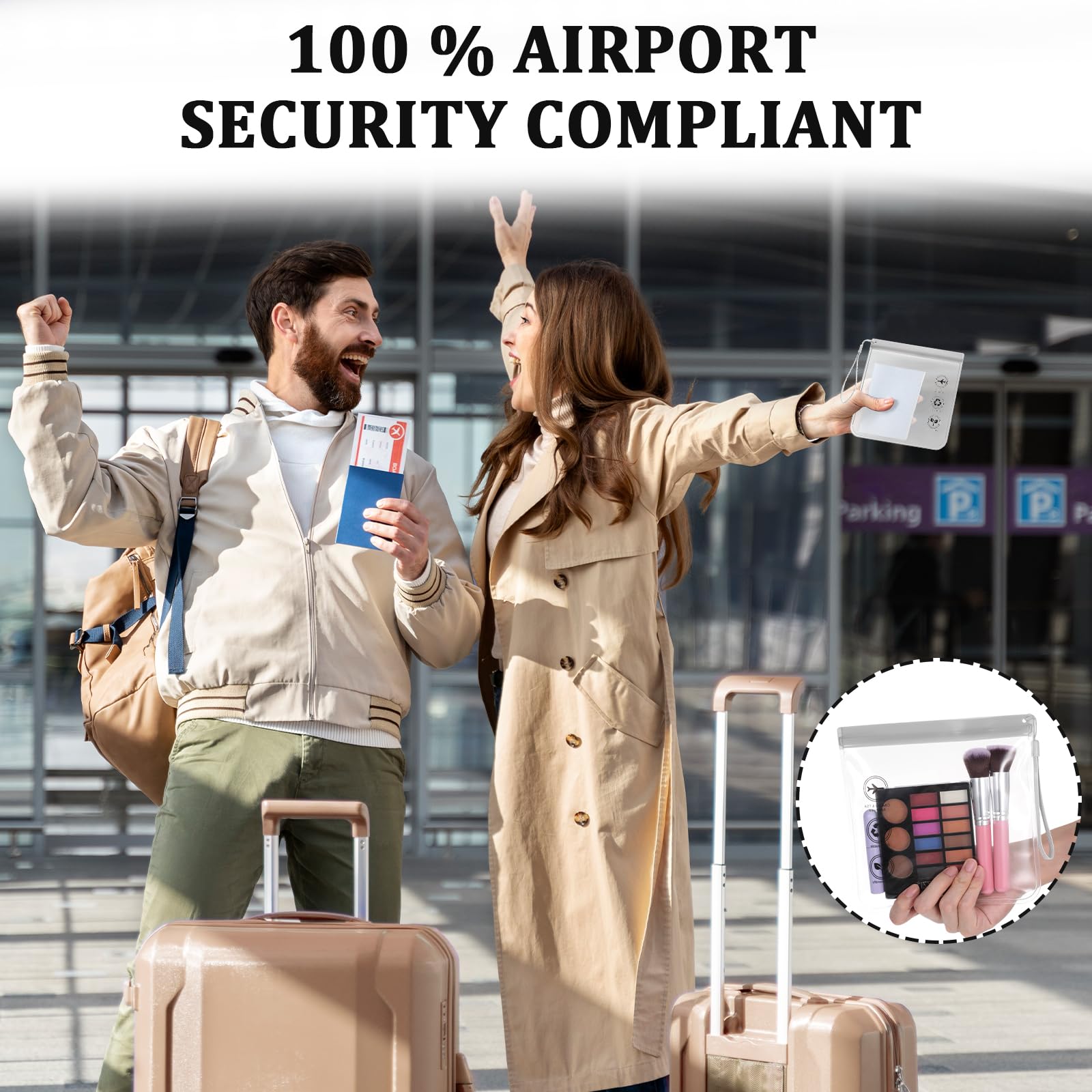 8 Pack TSA Approved Clear Toiletry Bags - Quart Size Leak-Proof Travel Organizer for Liquids & Cosmetics | Airplane Carry-On Compliant | Perfect for Airport Security & Makeup Storage (Gray)
