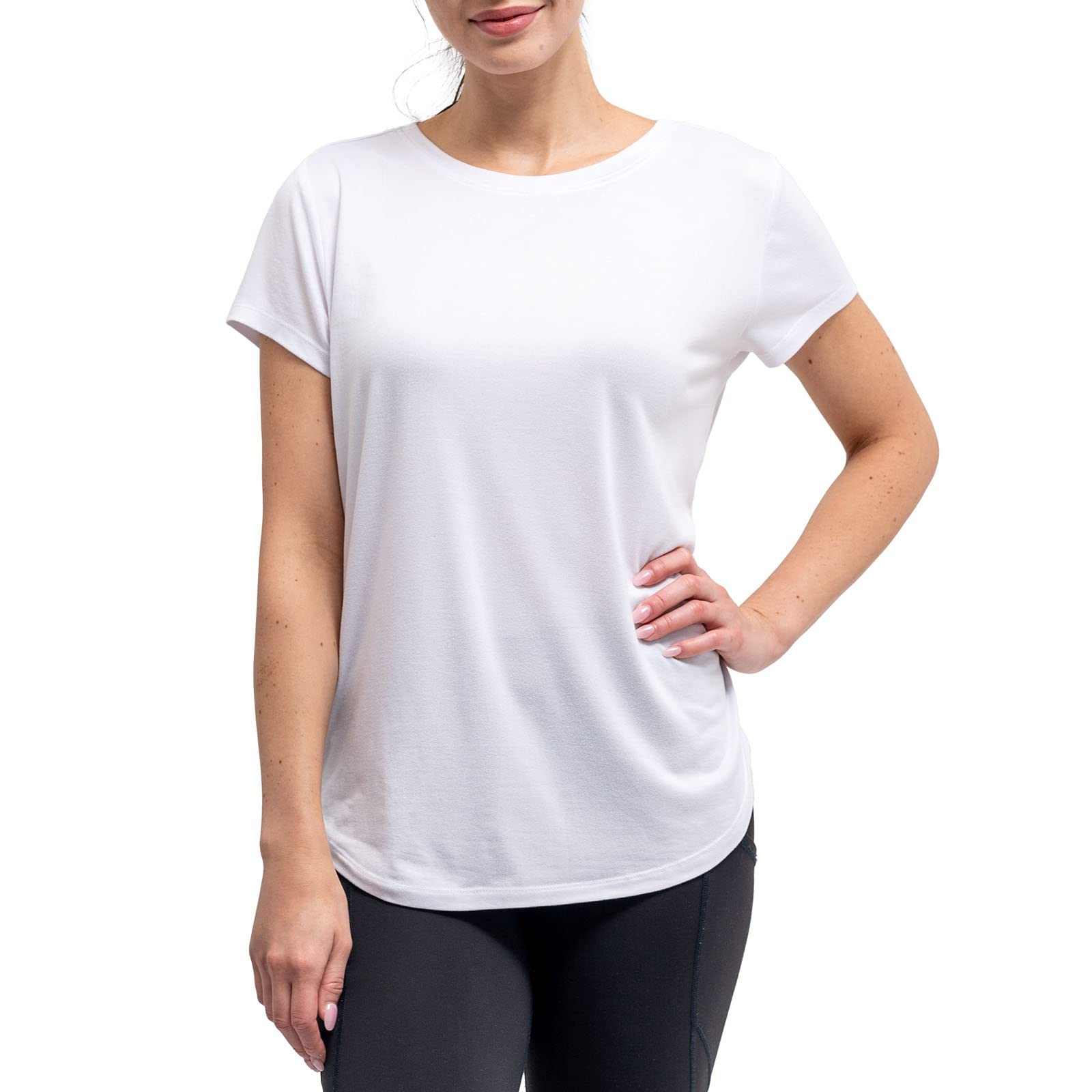 Hello Mello Women's Athletic Crewneck Lightweight Dream Tee Shirt - Soft Breathable Workout Top for Running, Yoga & Casual Wear