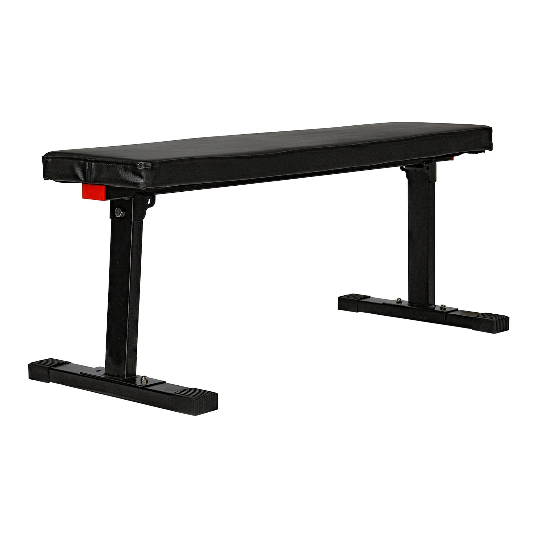 600LB Foldable Weight Bench for Home Gym, 45.3x9.8x18.5IN Adjustable Flat Workout Bench - Heavy Duty Folding Utility Bench for Weight Training, Ab Exercises & Sit Ups - Perfect for Small Spaces & Home Workouts (Black)