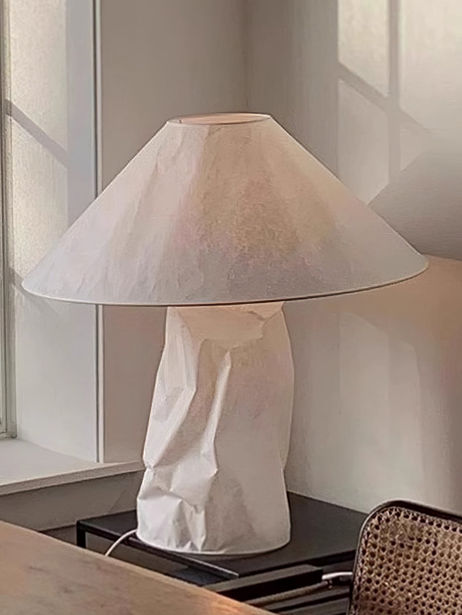 Crinkle Paper Table Lamp - Modern Decorative LED Light for Bedroom, Living Room & Office - Eco-Friendly Home Decor Gift Idea