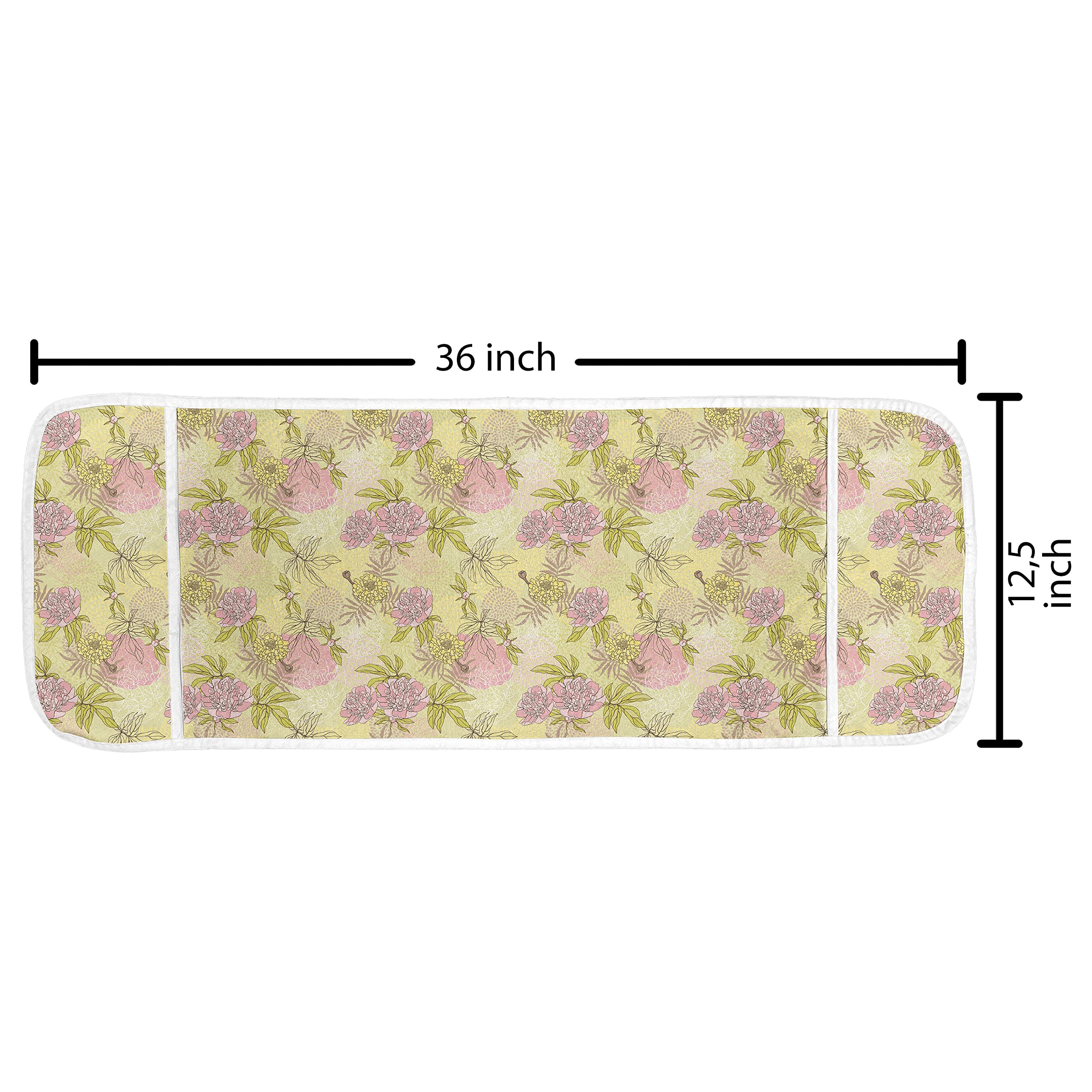Ambesonne Microwave Cover - Hand-Painted Peony Blossoms Spring Garden Design, Waterproof 36x12 Inch Kitchen Organizer with Pockets | Perfect for Microwave Protection & Kitchen Decor