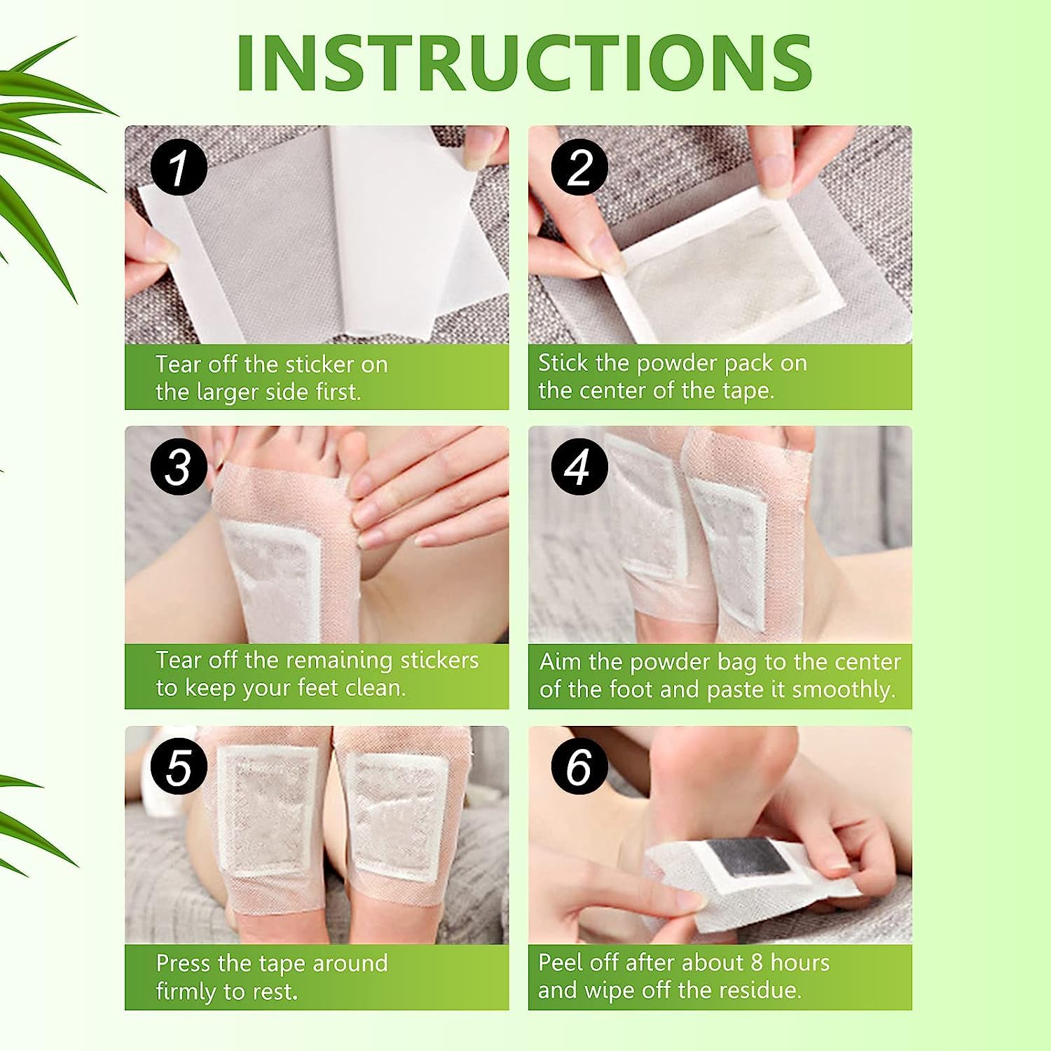 QERINKLE Deep Cleansing Foot Patch - 30 Pack Natural Bamboo Vinegar & Ginger Powder Foot Pads for Relaxation, Pain Relief & Detox | Adhesive Foot Care Sheets for Spa, Home Use & Travel