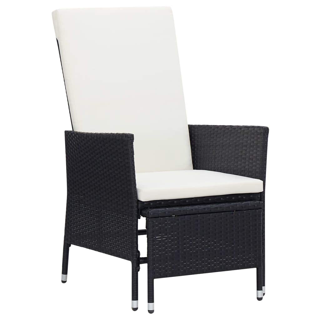 Premium Black Poly Rattan Reclining Garden Chair with Cushions - Outdoor Patio Sun Lounger for Poolside, Backyard & Balcony Relaxation