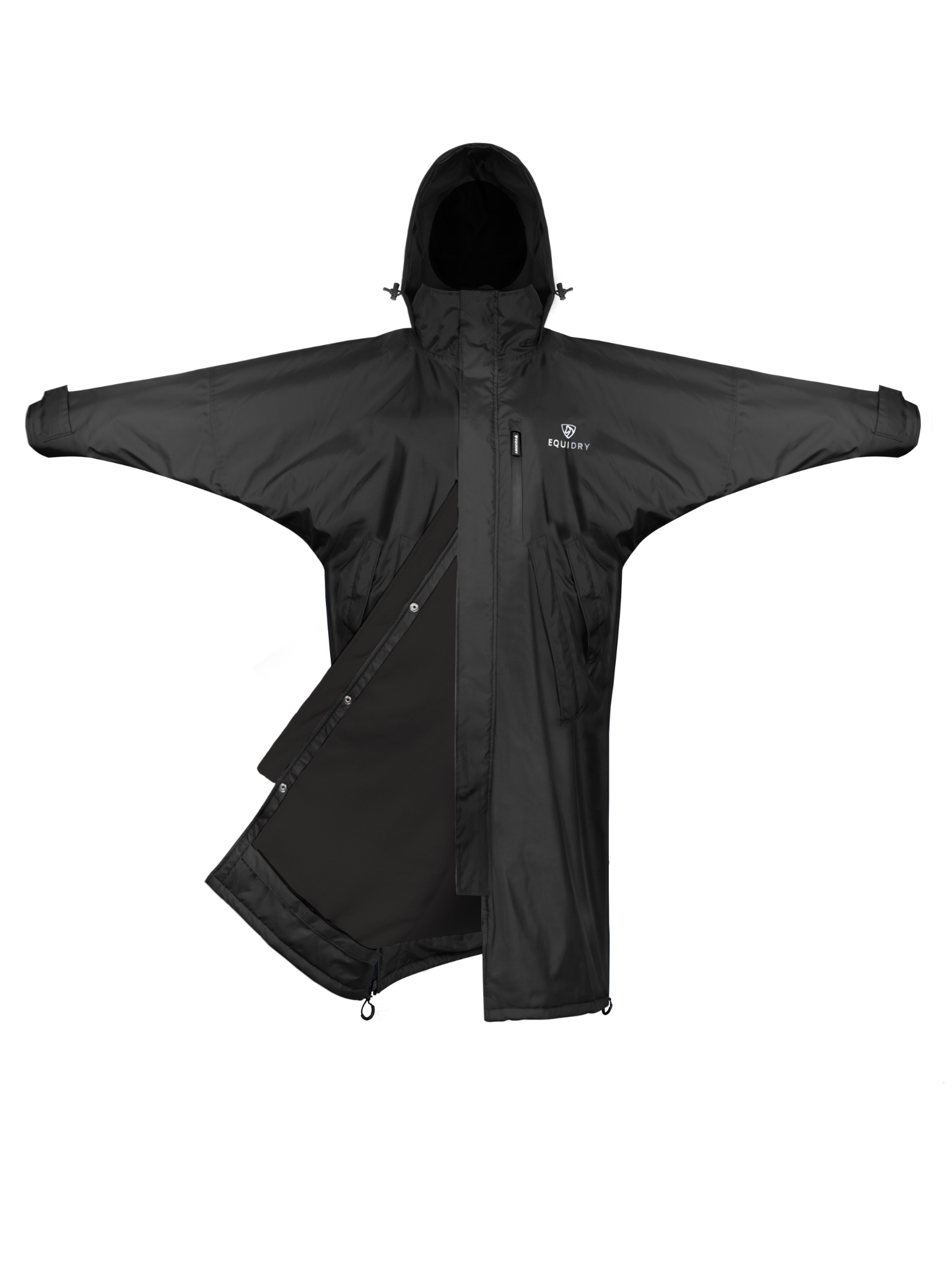 Evolution Men's Thin Fleece Stowaway Hood Jacket - Lightweight Winter Pullover with Hidden Hood for Outdoor Activities (Black)