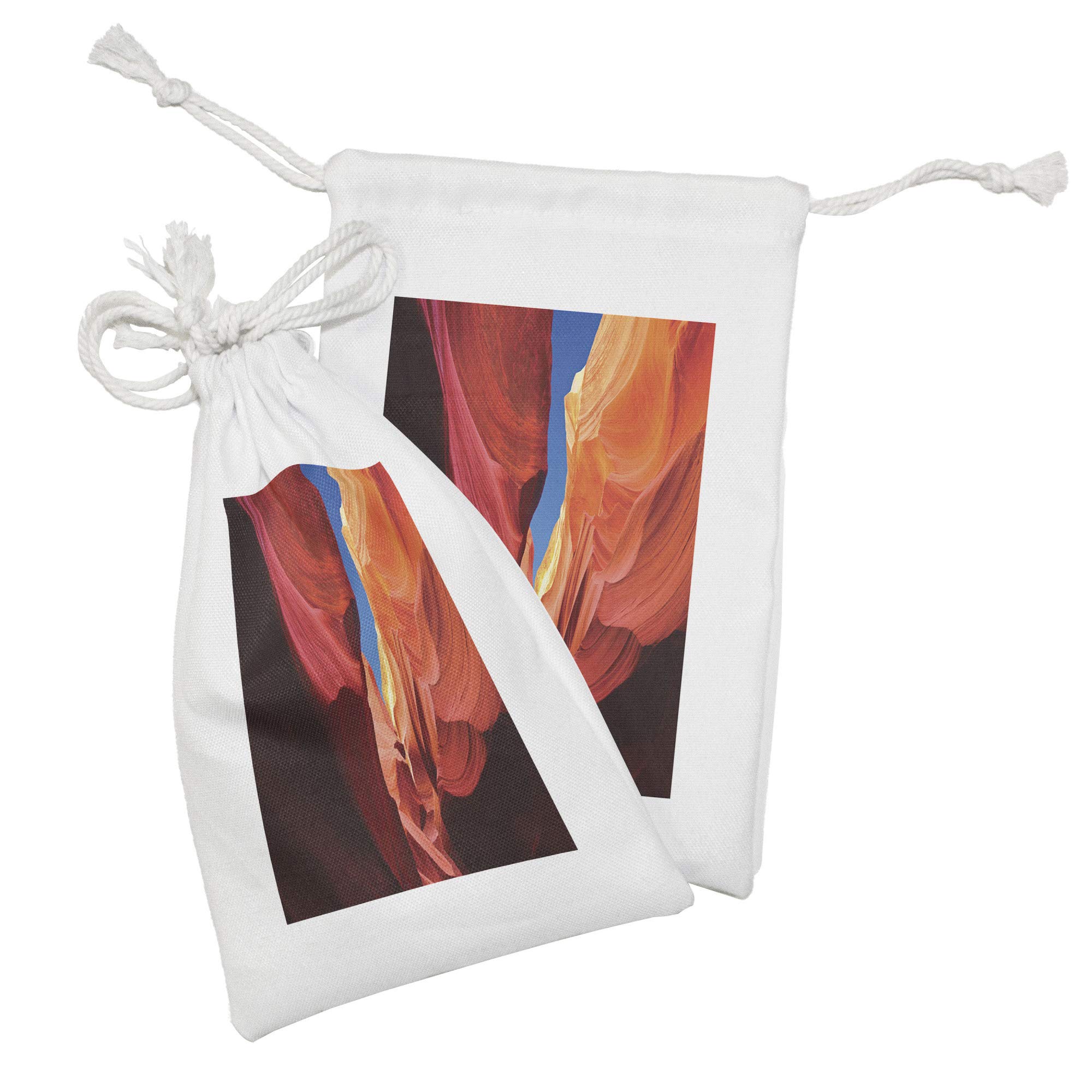 Ambesonne Arizona Fabric Pouch Set of 2 - Vibrant Antelope Canyon Sandstone Print Drawstring Bags for Toiletries, Travel Essentials, Masks & Party Favors (9