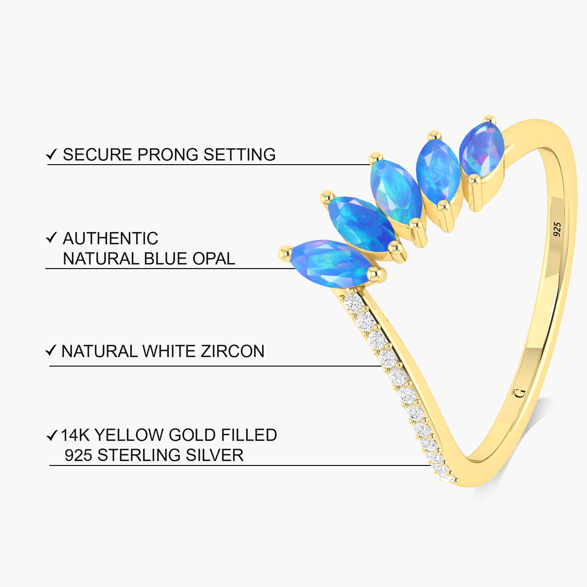 Natural Blue Fire Ethiopian Opal Statement Ring for Women – Elegant Jewelry Gift for Her, Perfect for Weddings, Parties & Special Occasions