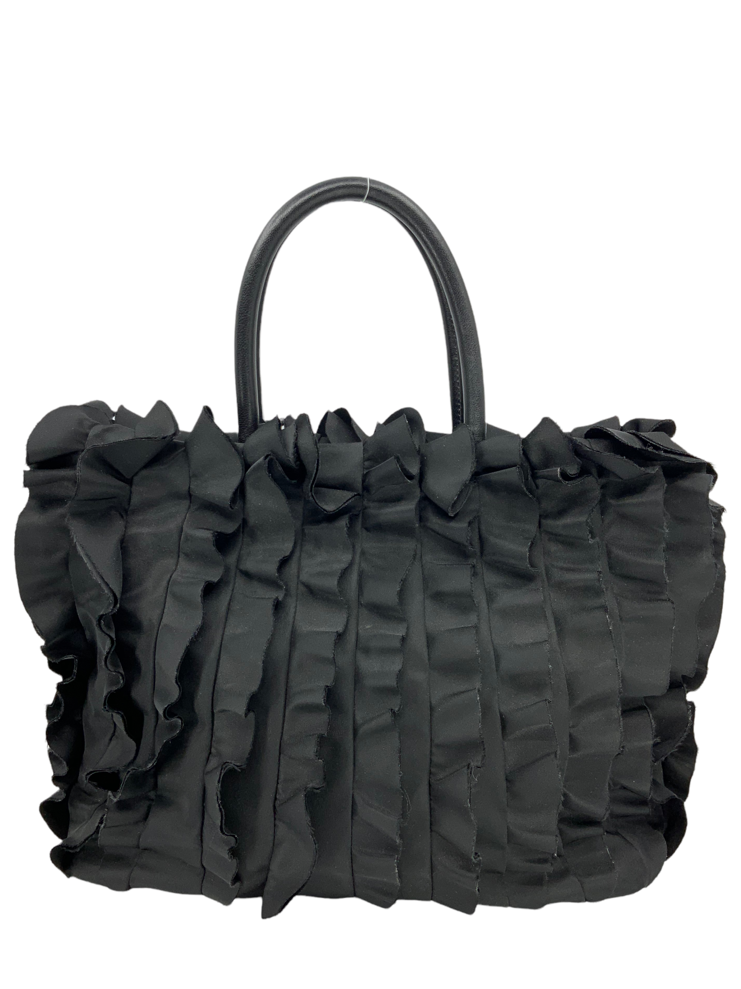 Prada Tessuto Nylon Ruffle Tote Bag for Women - Luxury Designer Handbag for Work, Travel & Everyday Use