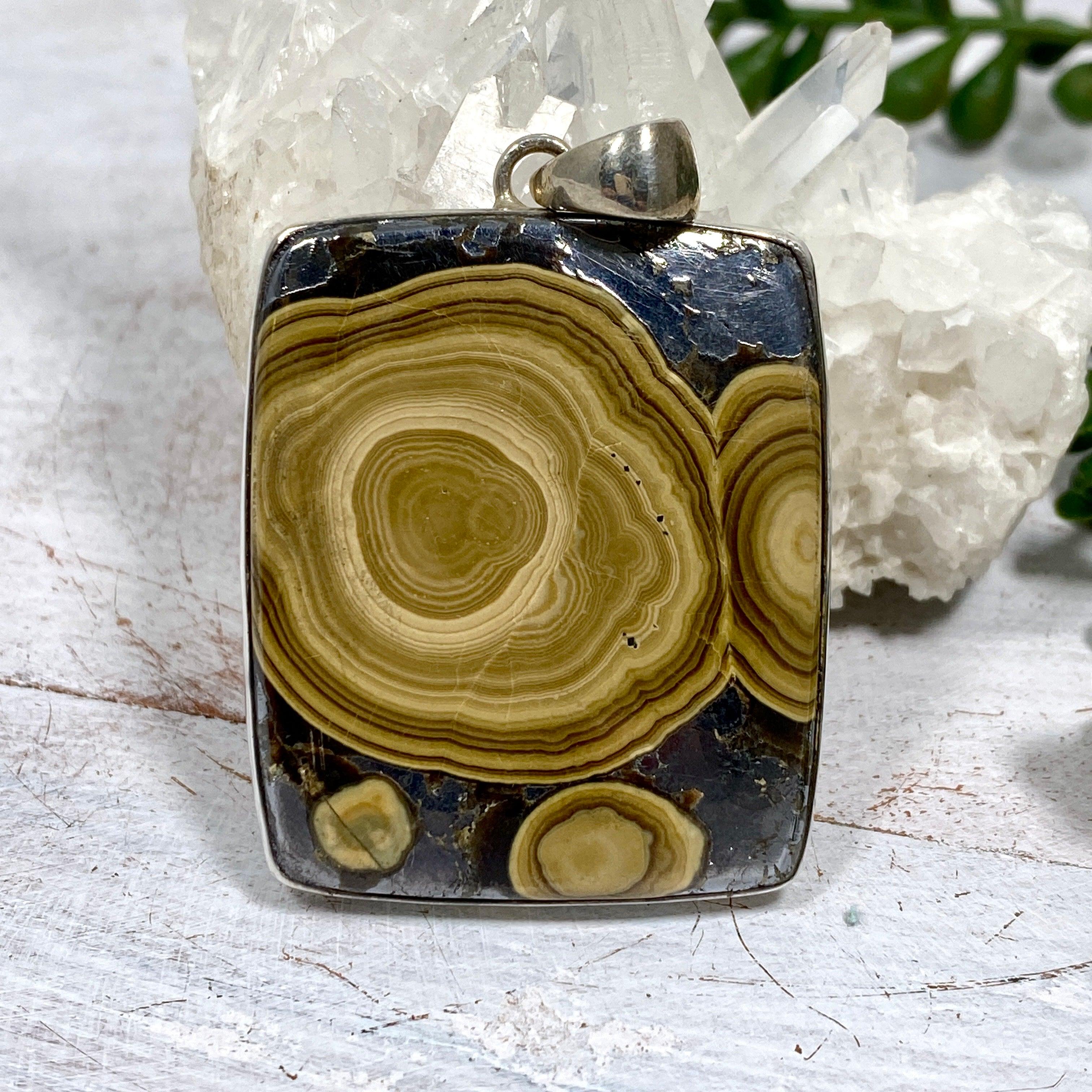 Natural Schalenblende Square Cabochon Pendant Necklace KPGJ2196 - Unique Handmade Jewelry for Women, Gift for Her, Boho Chic Accessory for Everyday Wear & Special Occasions