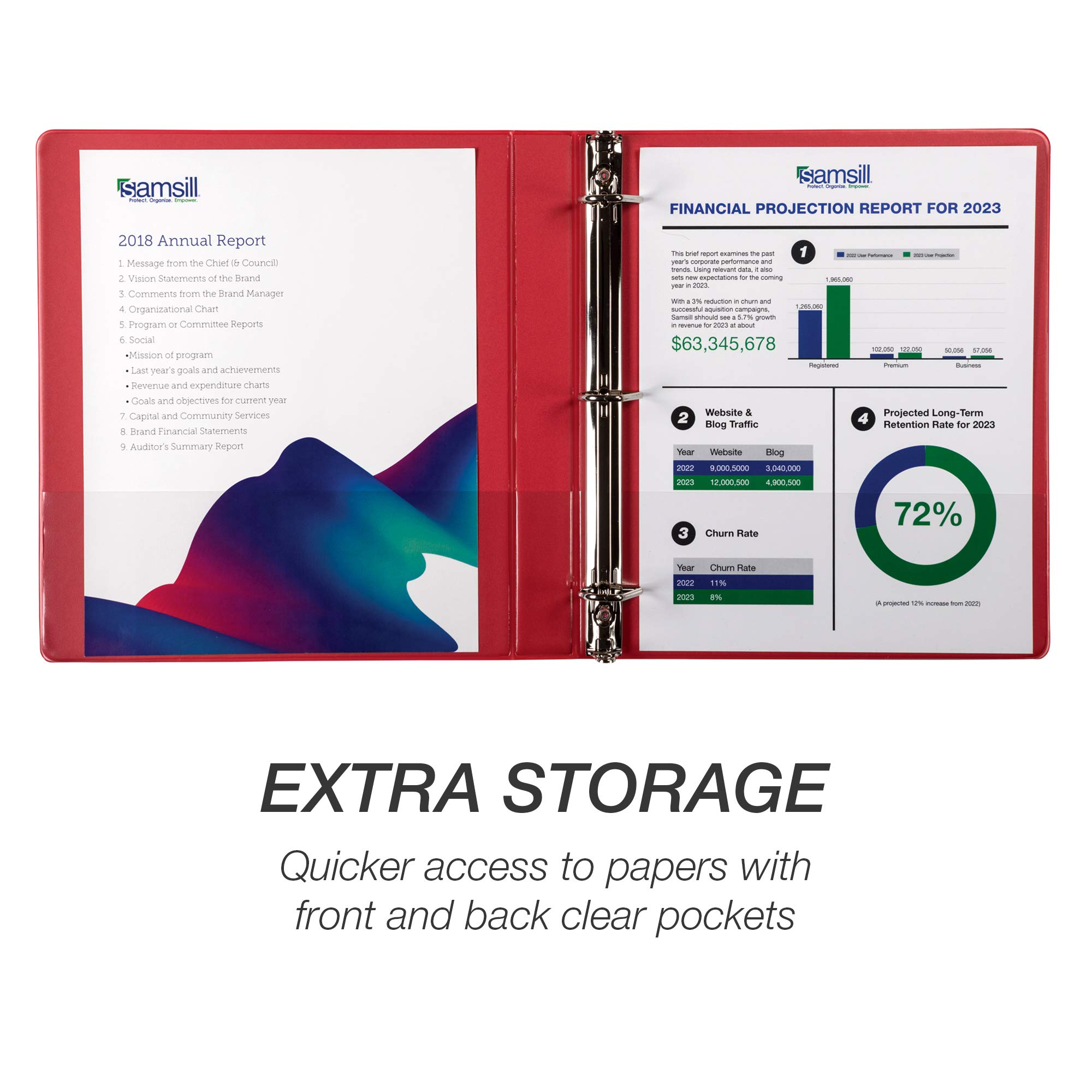Samsill 1 Inch Durable D-Ring Binder with Clear View Cover - Customizable, Holds 225 Pages, 4-Pack (Red) - Perfect for School, Office & Home Organization - Made in USA