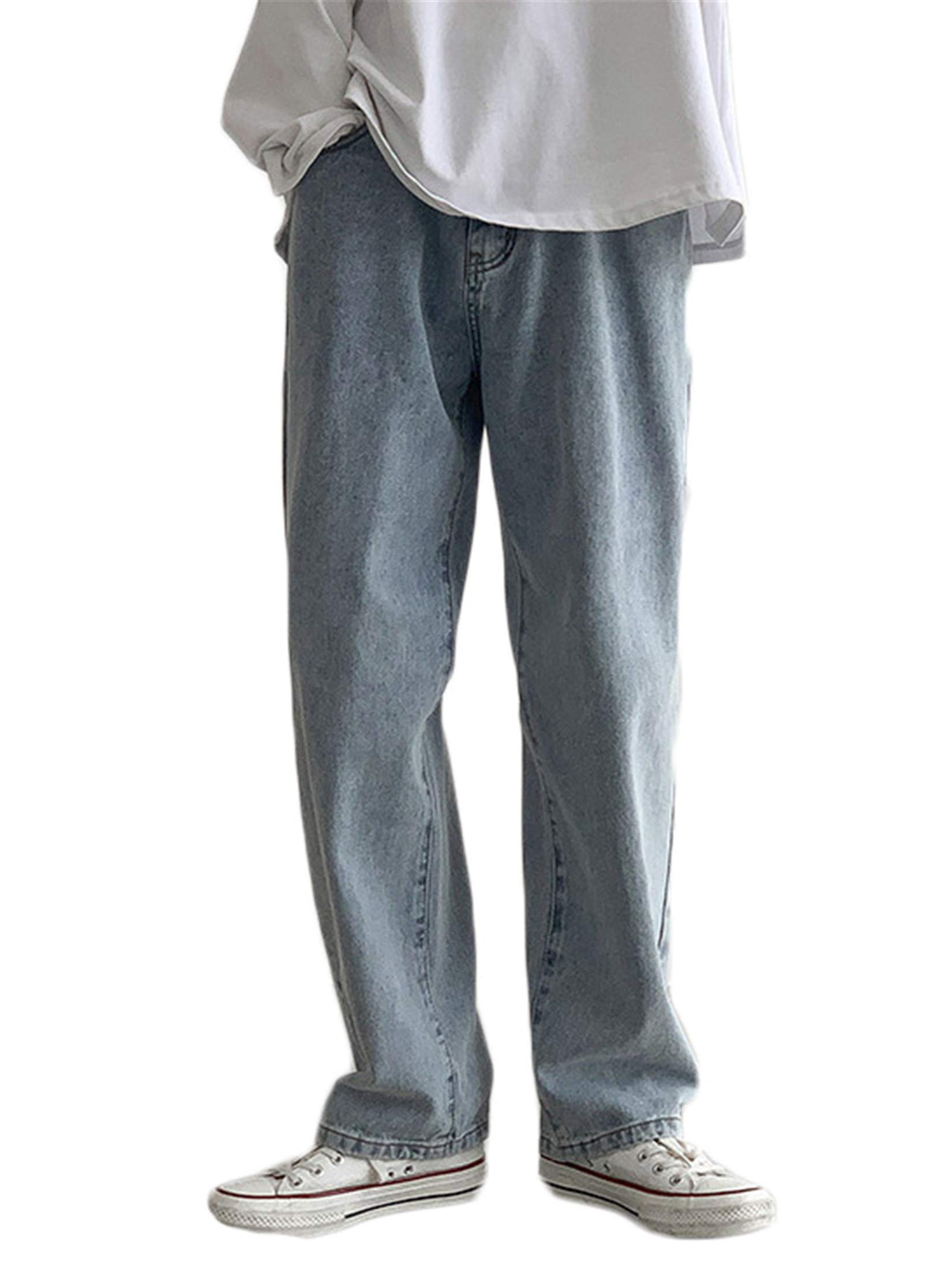 Andongnywell Men's Loose Fit Straight Leg Jeans - Baggy Denim Pants with Thick Fabric for Casual Wear, Street Style & Everyday Comfort