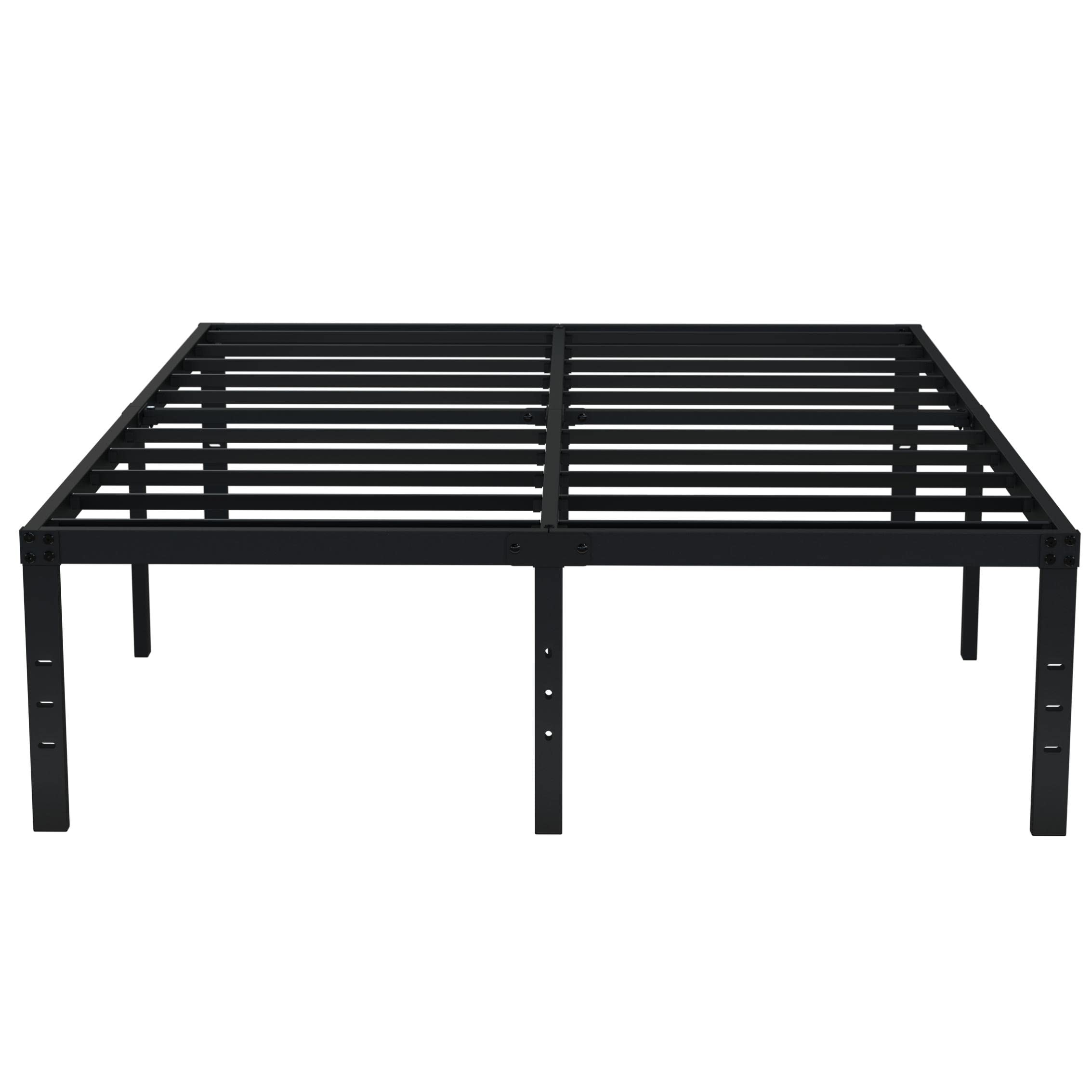 EMODA 18 Inch Heavy Duty California King Bed Frame - Tall Metal Platform with Large Storage Space, No Box Spring Needed, Noise Free, Black - Perfect for Master Bedrooms & Guest Rooms