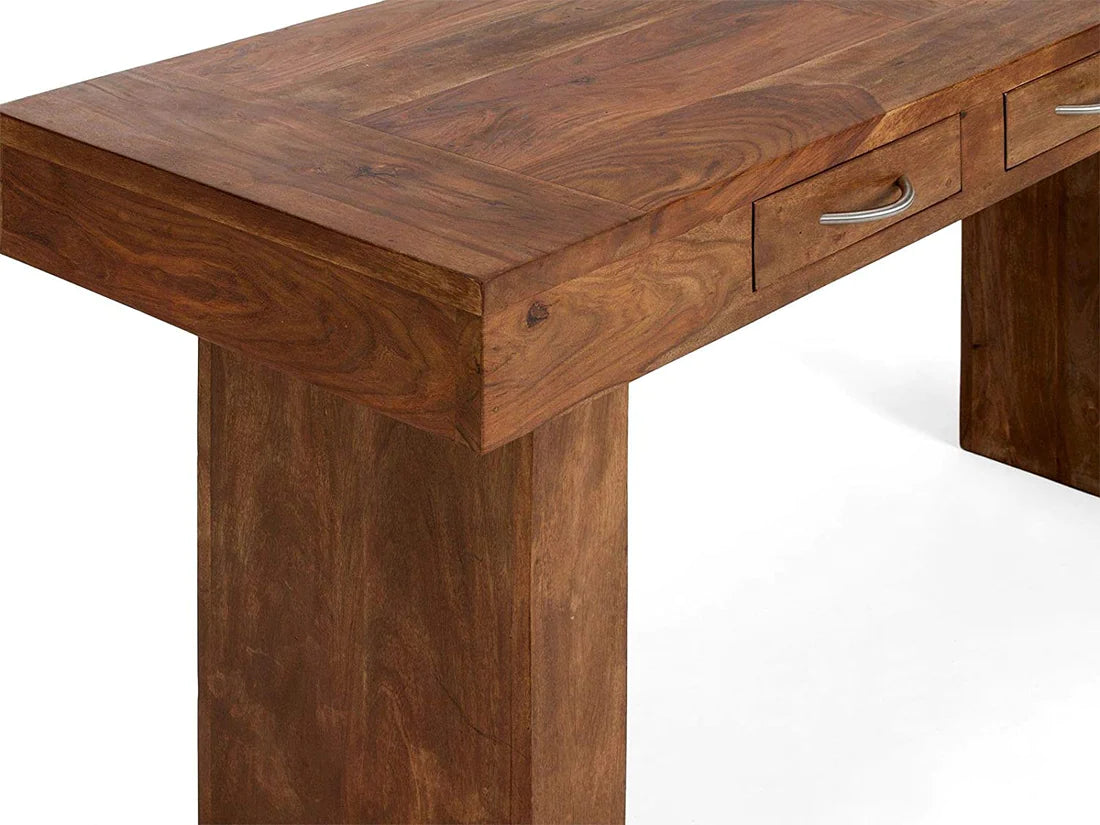 Solid Sheesham Wood Console Table with 3 Drawers - 47