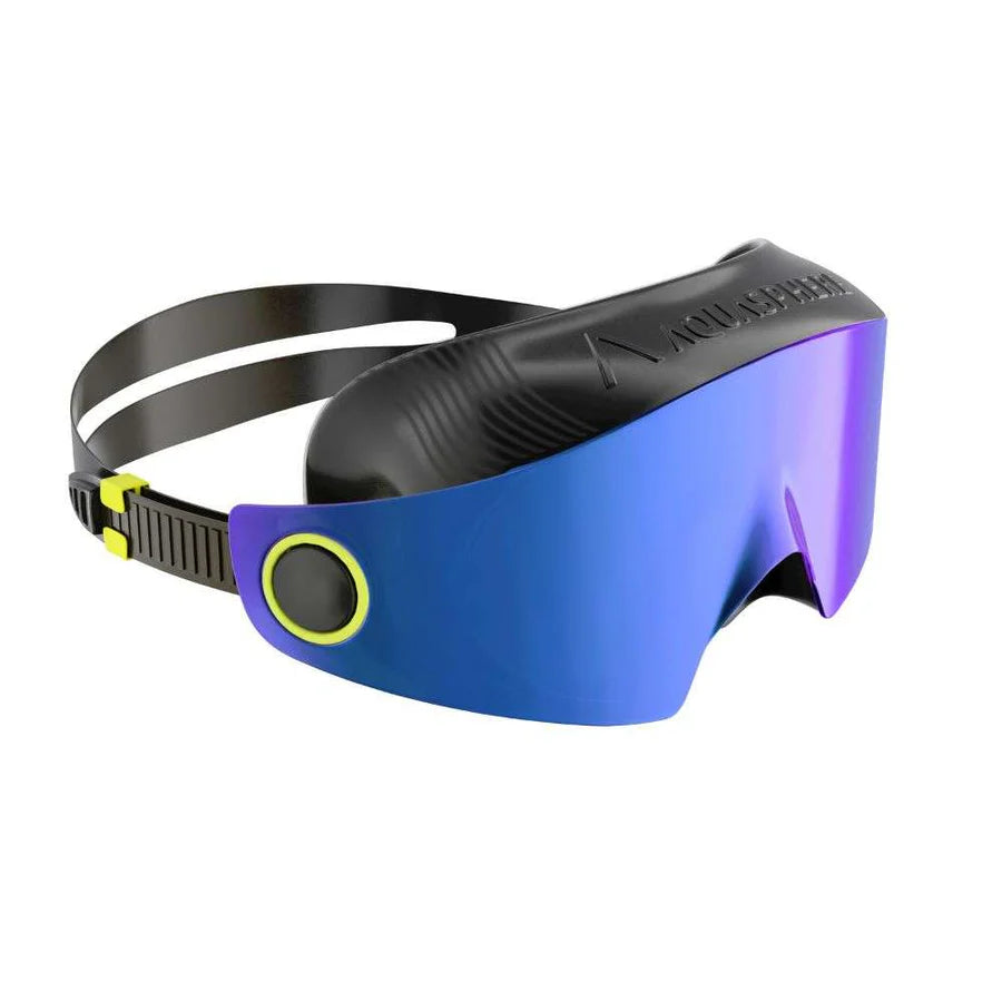 Aqua Sphere Defy Ultra Blue Titanium Mirrored Black Bright Yellow Swimming Goggles - Anti-Fog & UV Protection for Competitive Swimmers & Triathletes