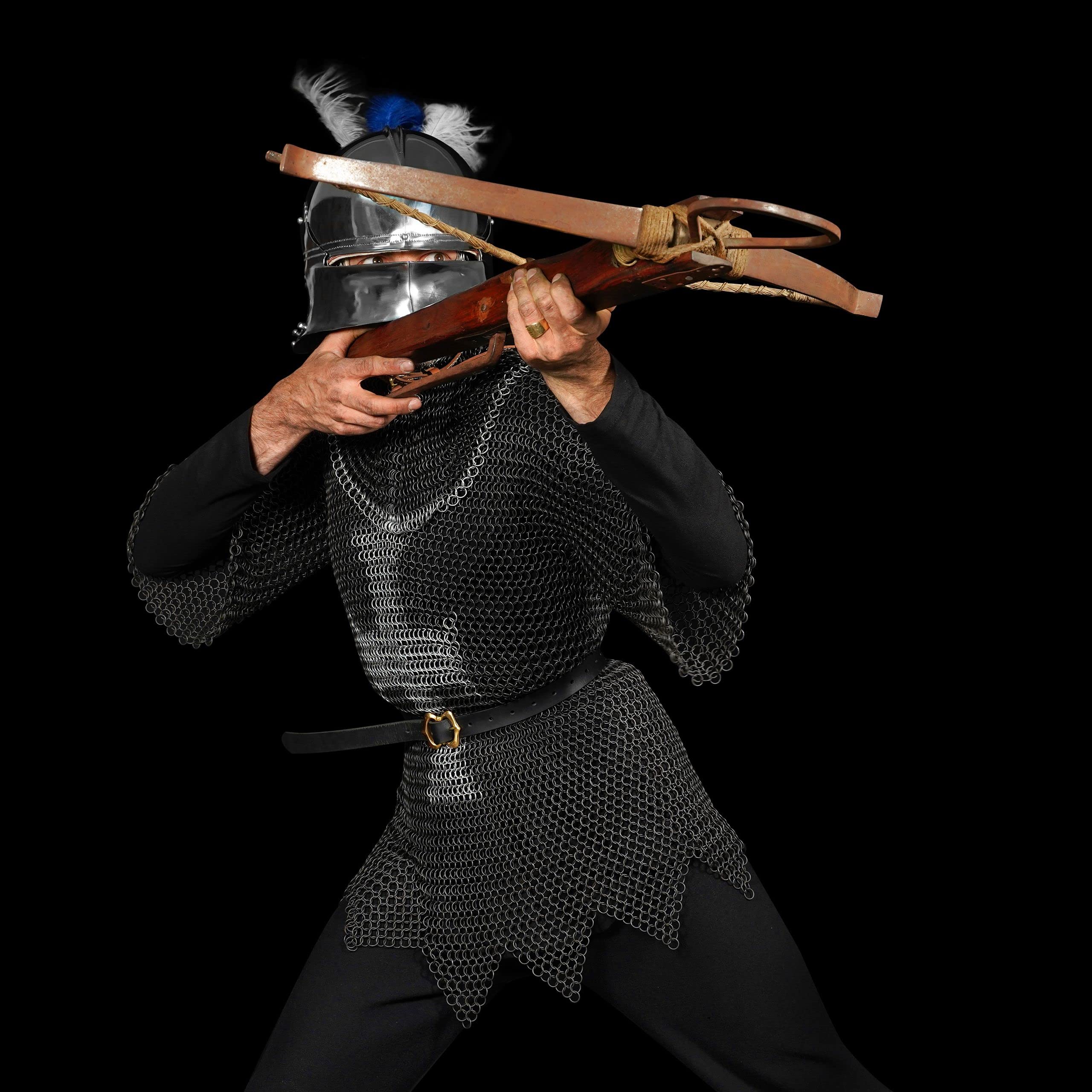 Mythrojan Chainmail Shirt - Steel Butted Half Sleeve Armor for Medieval LARP, Renaissance Faire & Cosplay | Historical Reenactment & Costume Accessory
