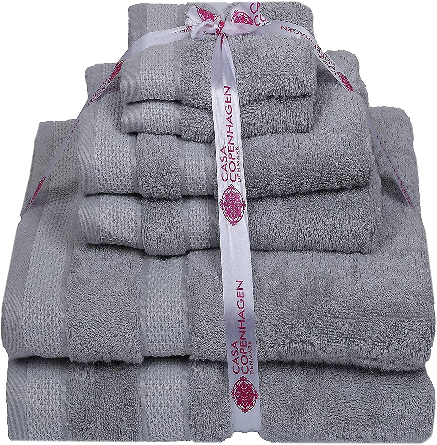 Luxury 6-Piece Turkish Cotton Towel Set - 600 GSM Egyptian Cotton, Hotel & Spa Quality - Includes 2 Bath Towels, 2 Hand Towels, 2 Washcloths - Grey Violet - Perfect for Bathroom, Spa, and Luxury Home Decor