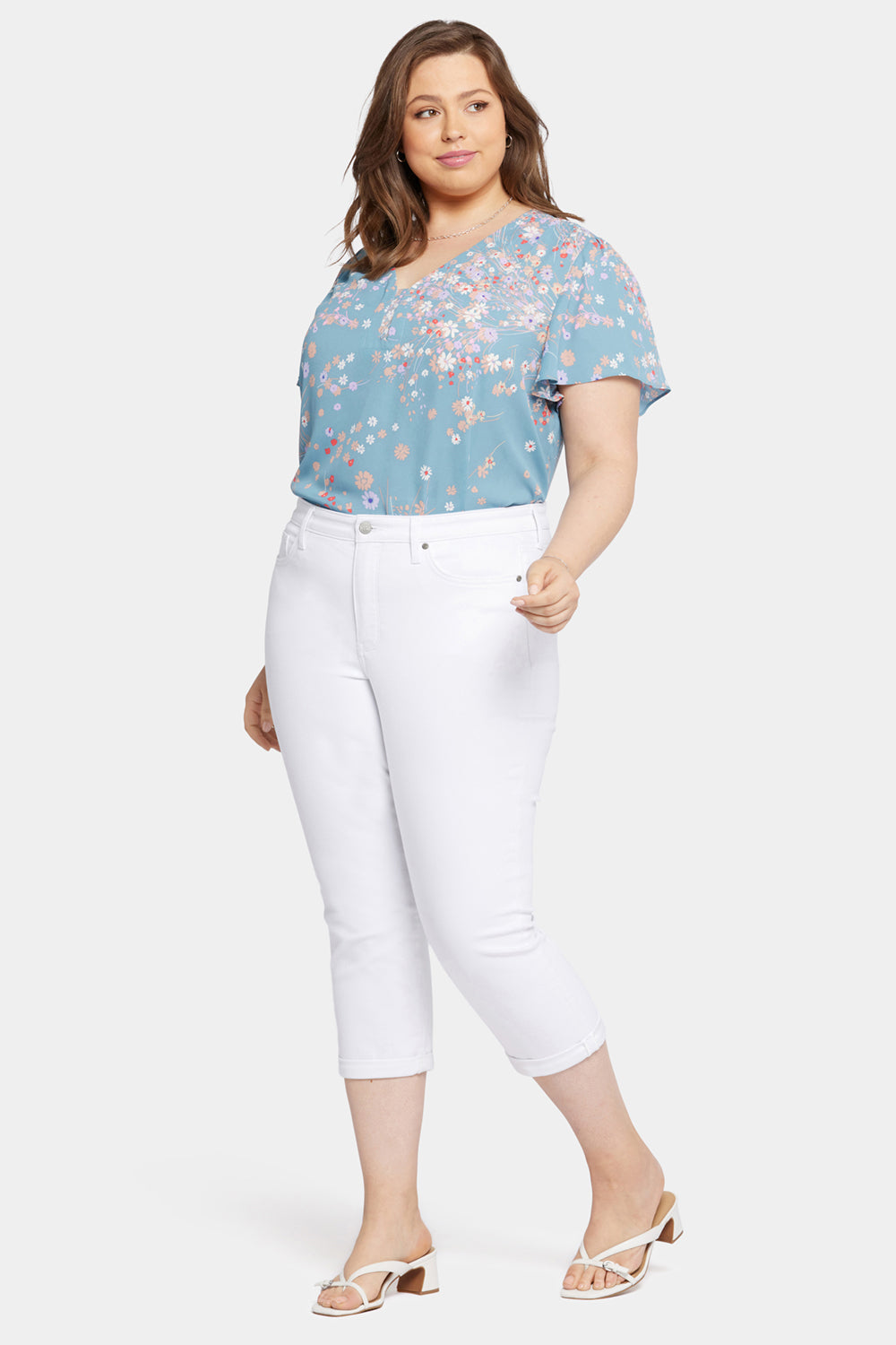 Chloe Plus Size Skinny Capri Jeans in Optic White - Stylish & Comfortable Women's Stretch Denim Pants for Casual Wear & Summer Outfits