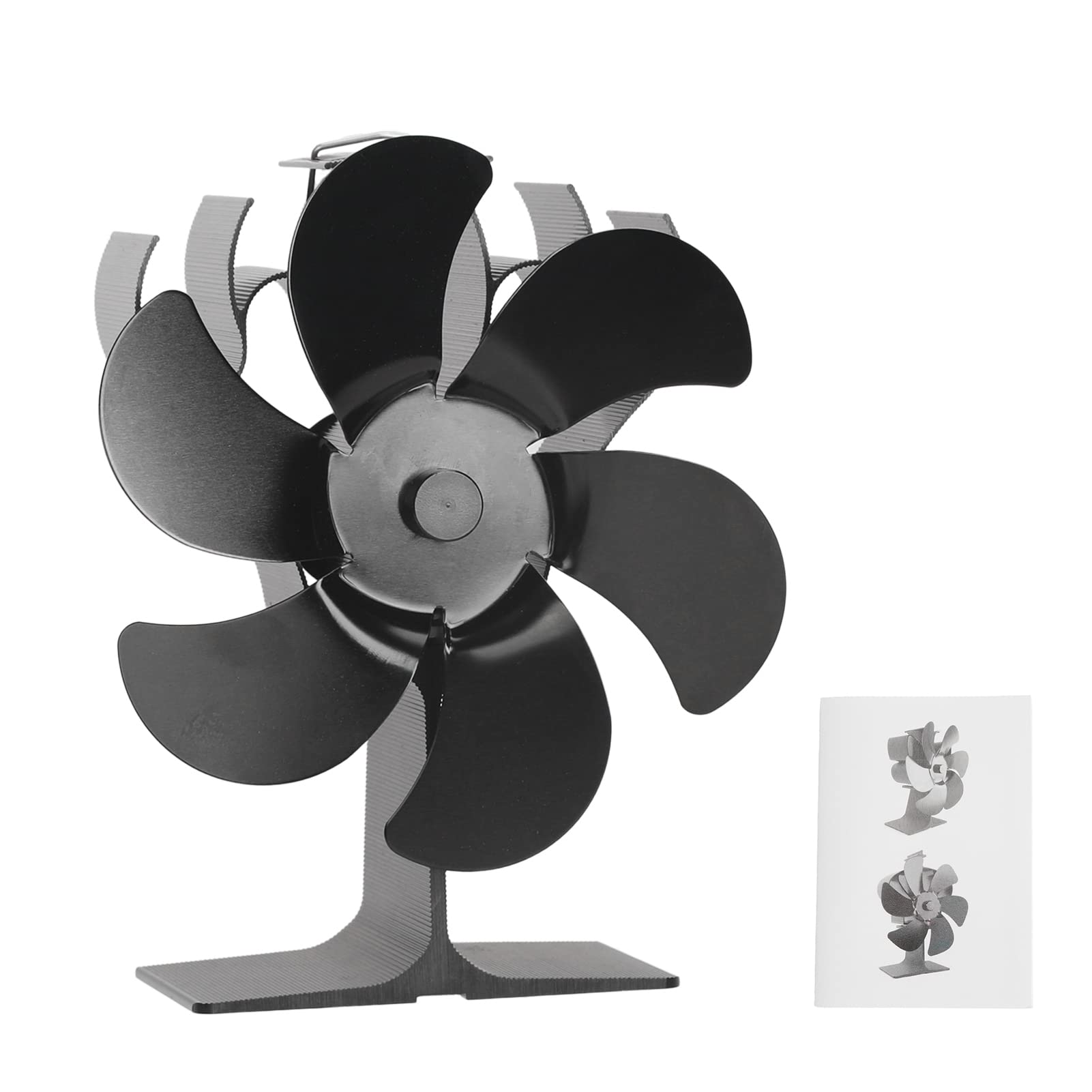 Saterkali 6-Blade Heat Powered Stove Fan - 1400RPM, 120-220CFM, No Batteries Needed, Efficient & Silent Wood Stove Fan for Fireplace, Black - Perfect for Heating Homes, Cabins & Outdoor Spaces
